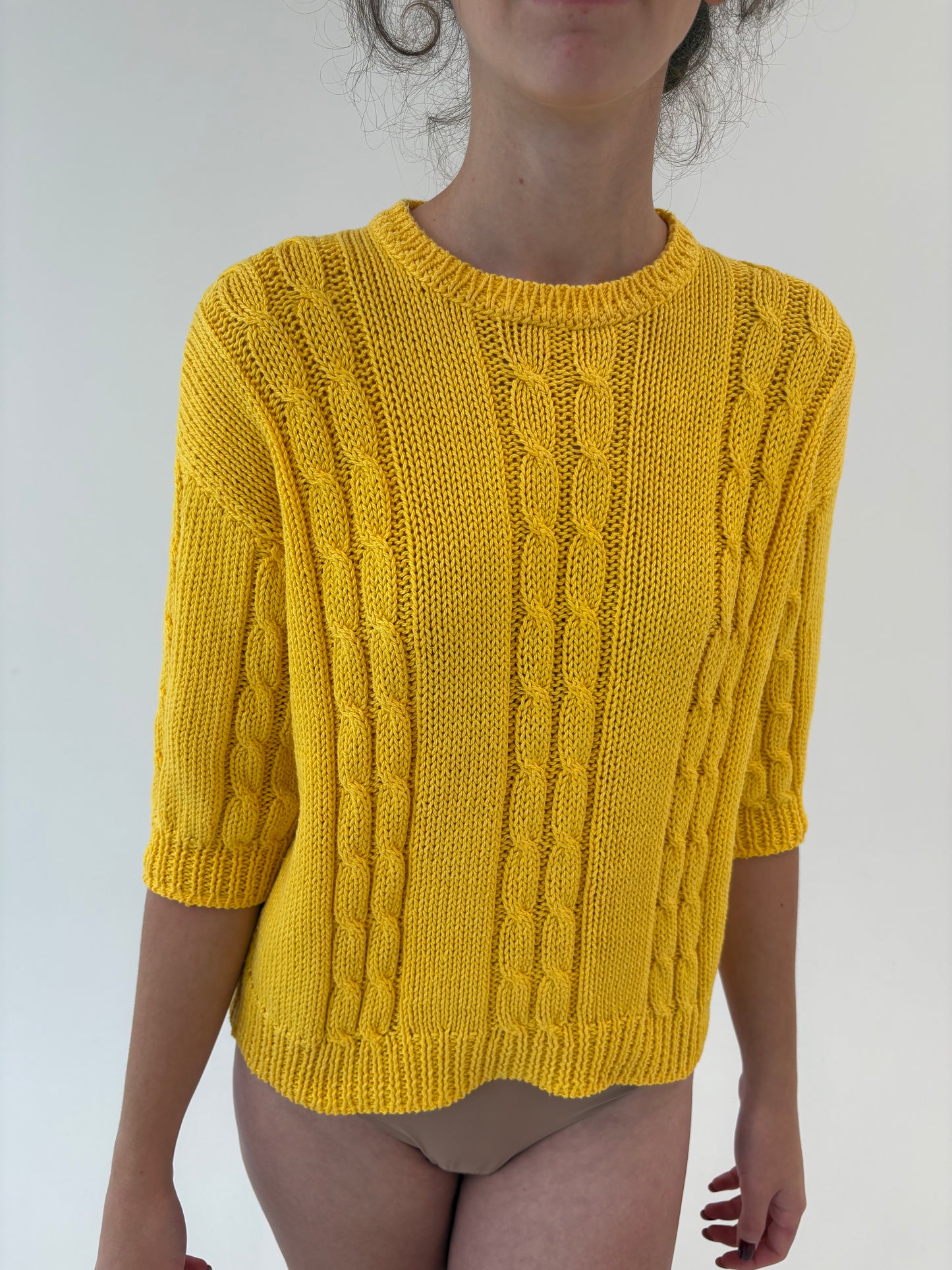 Top vintage cu torsade din bumbac super gros de gramaj mare