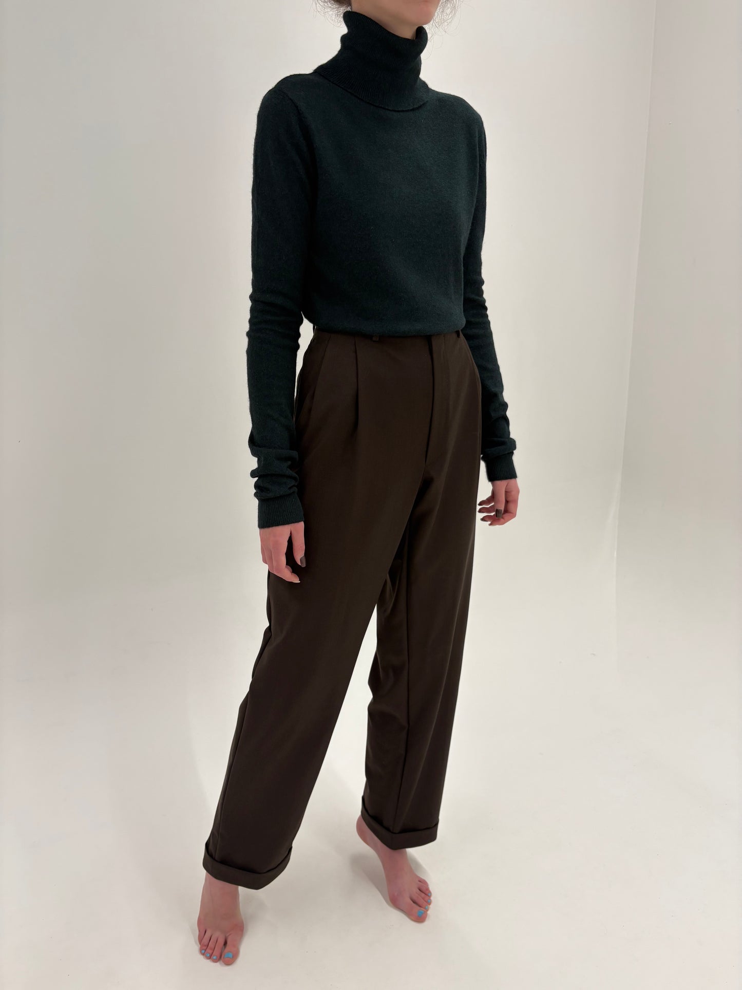 Pantaloni ultra luxury Canali tall din lana excepțională extrafina