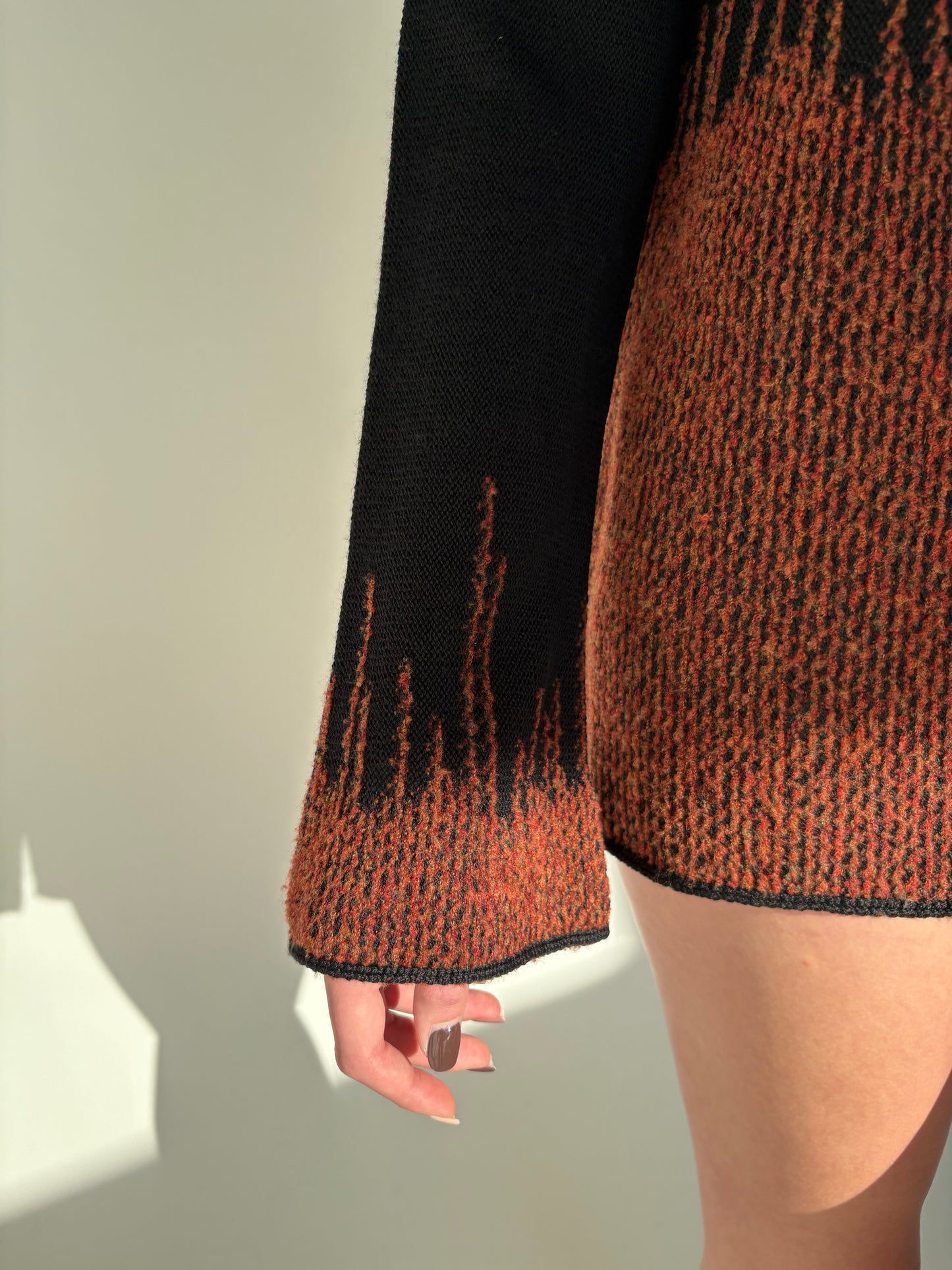 Maleta italiană neagră din lana merino extrafina cu inserții caramel 3D