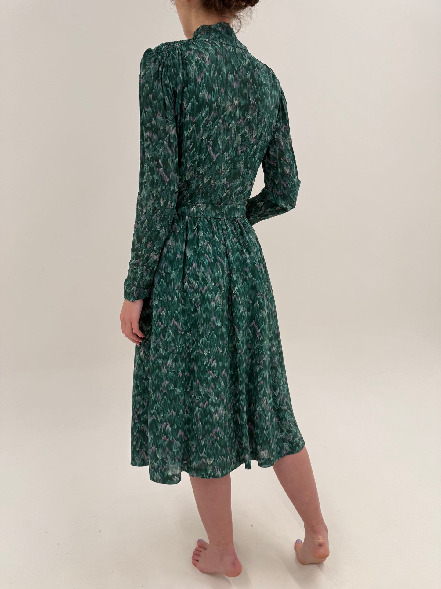 Rochie Old vintage anii 70 din creppe gros de blend mătase naturală