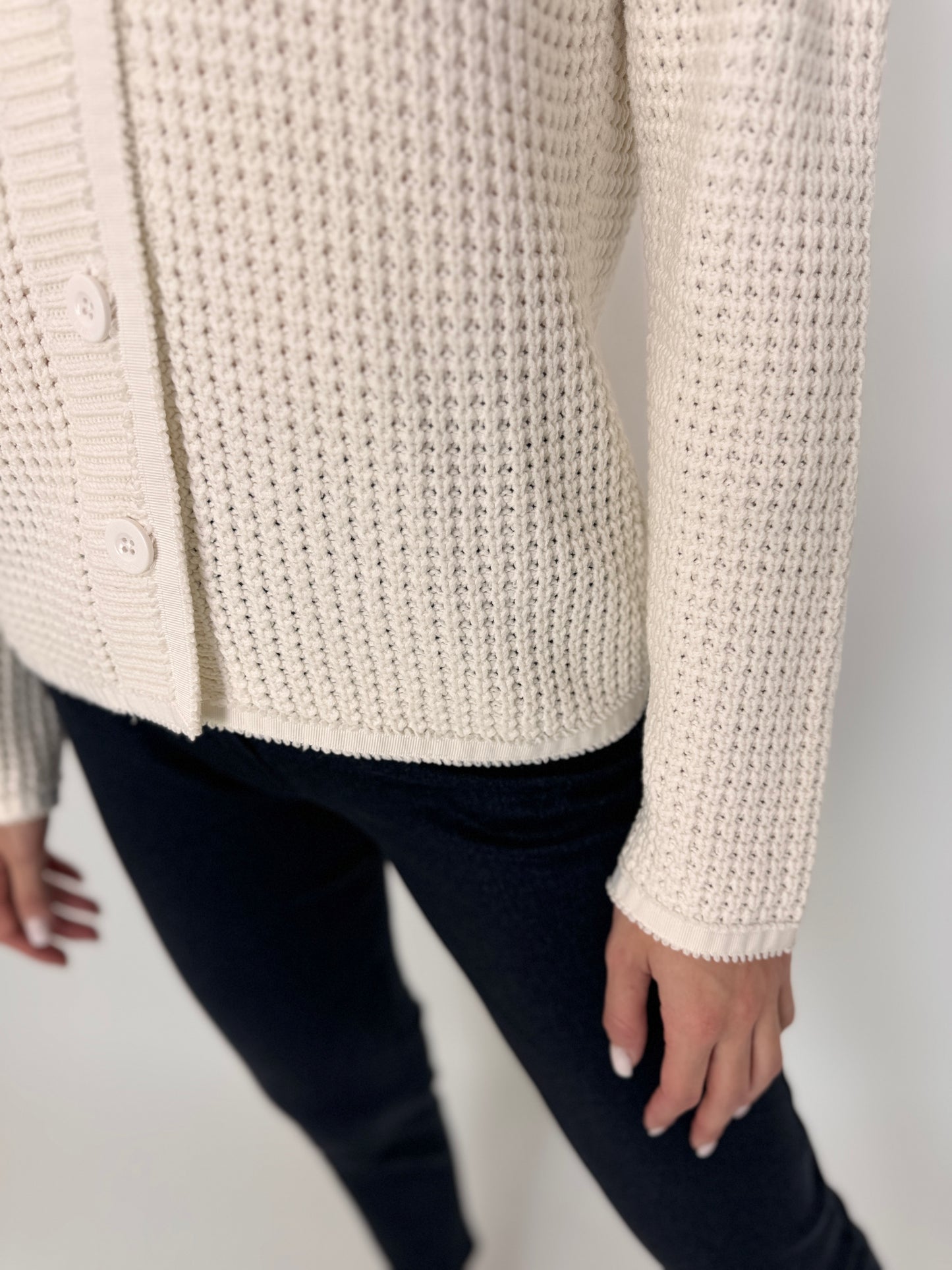 Cardigan alb din tricot de bumbac