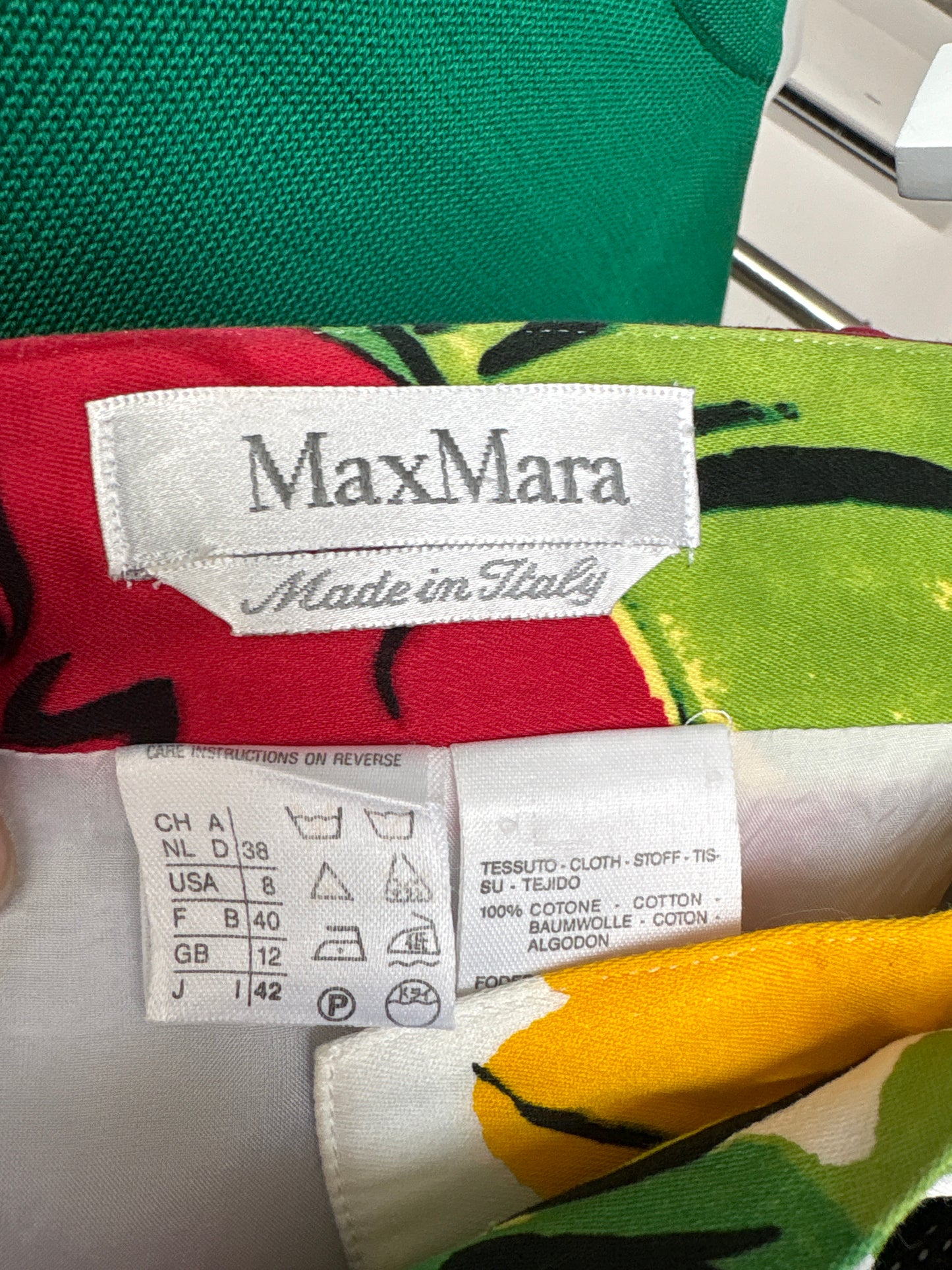 Fustă Max Mara creion cu talie ultra înaltă și print în culori tari
