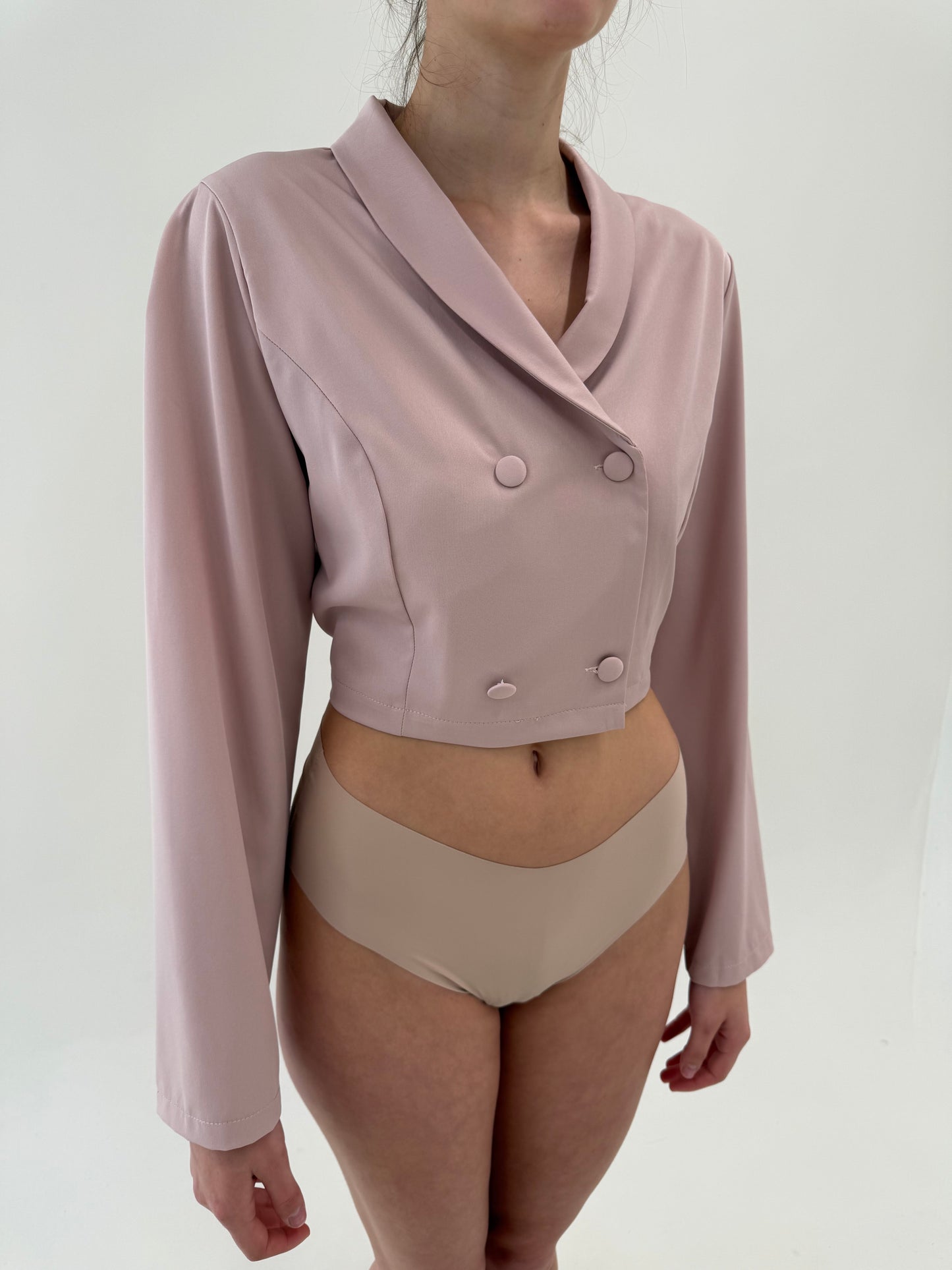 Deux piece vintage powder Pink cu fustă maxi și sacou cambrat