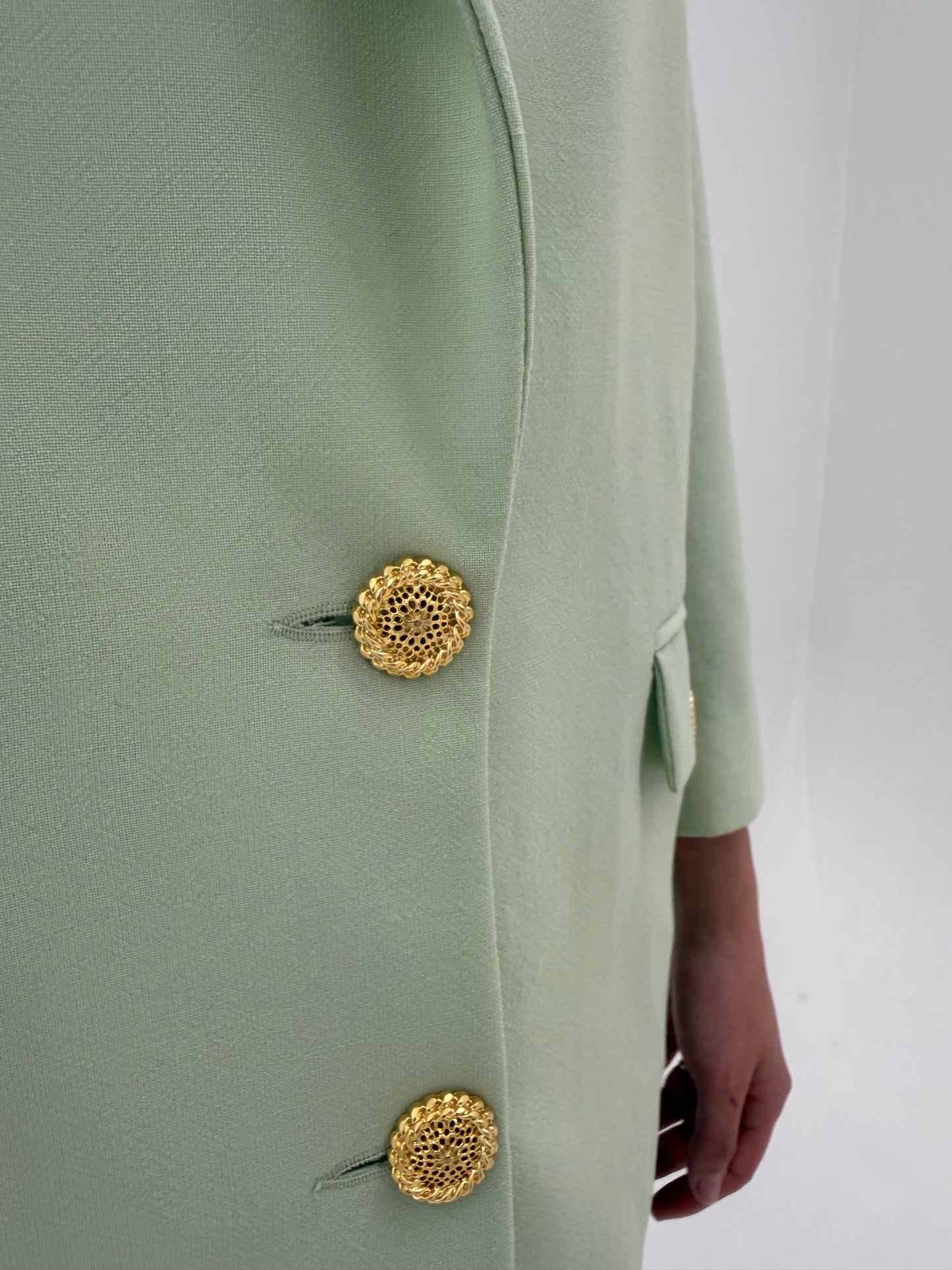 Sacou verde pudră petite italian cu nasturi aurii din stofita lightweight