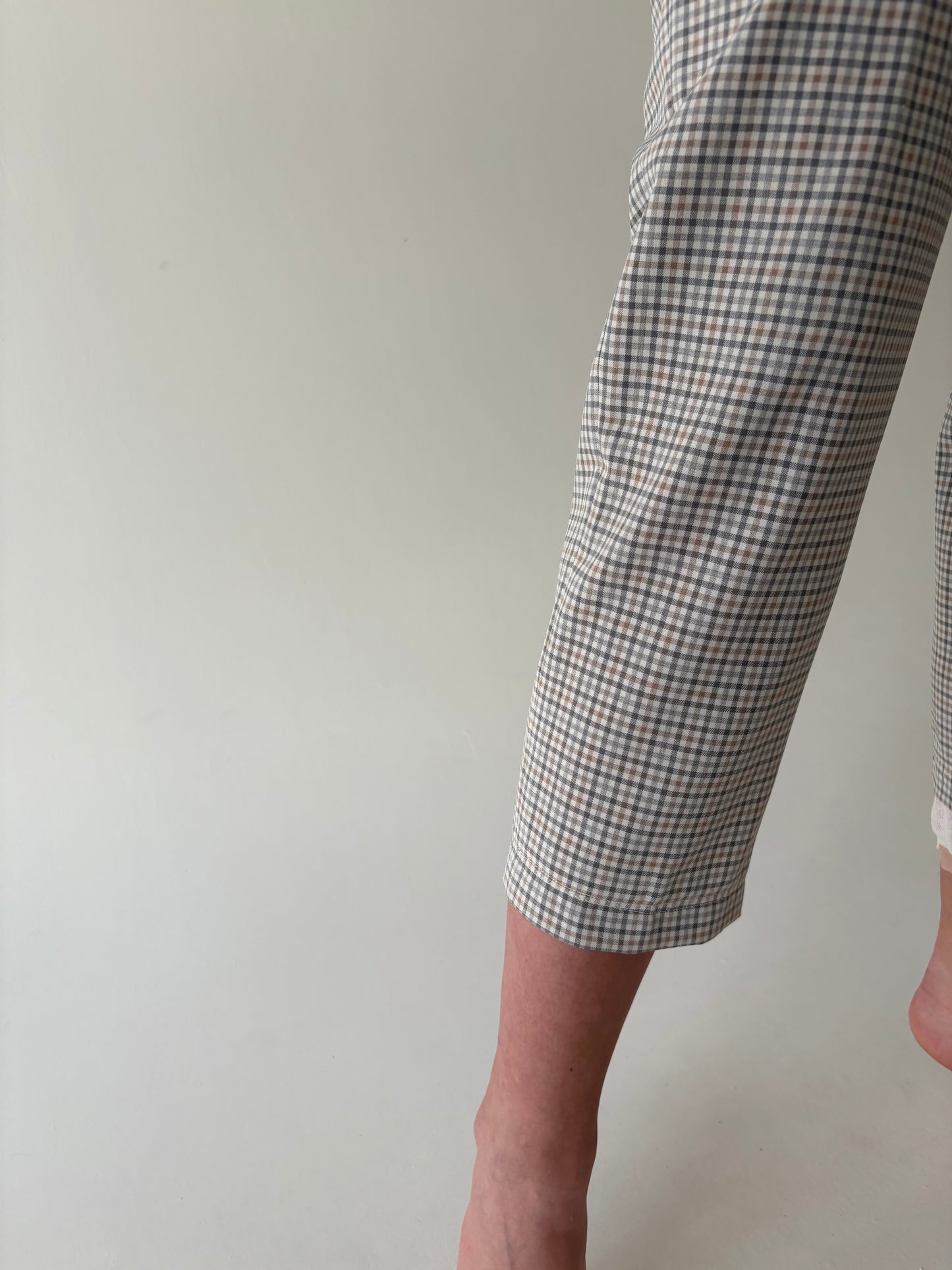 Pantaloni cu talie ultra înaltă din stofita din mix de lana ușor elastică