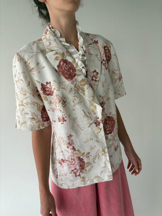 Sacou butter white din in cu print floral superb