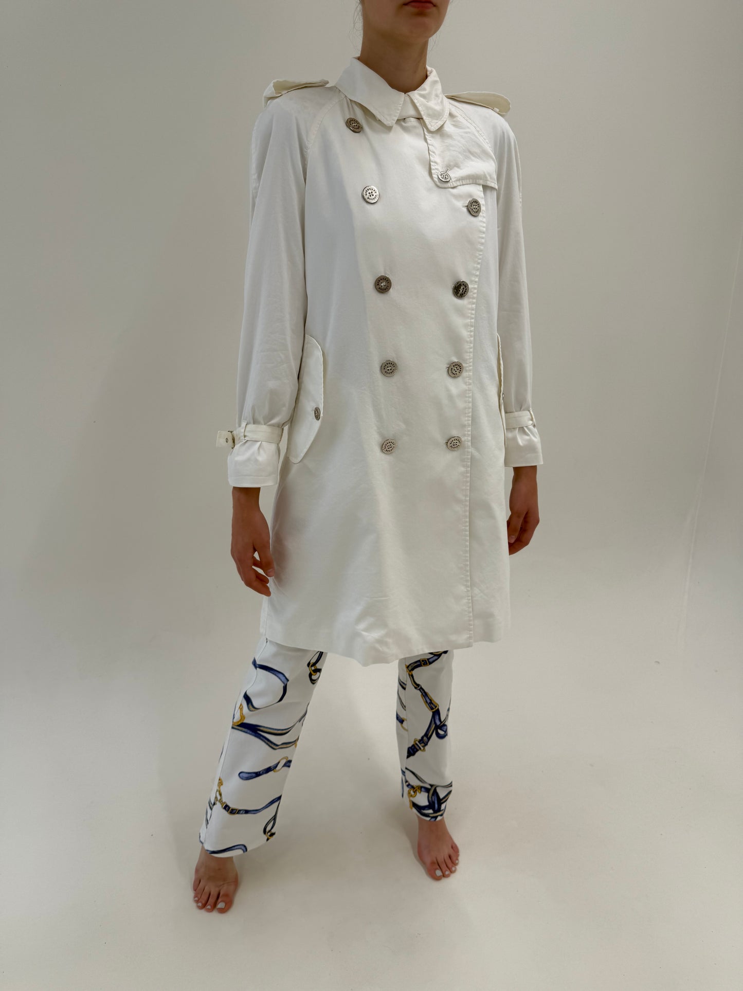 Trench Burberry de vară extrem de subțire butter white