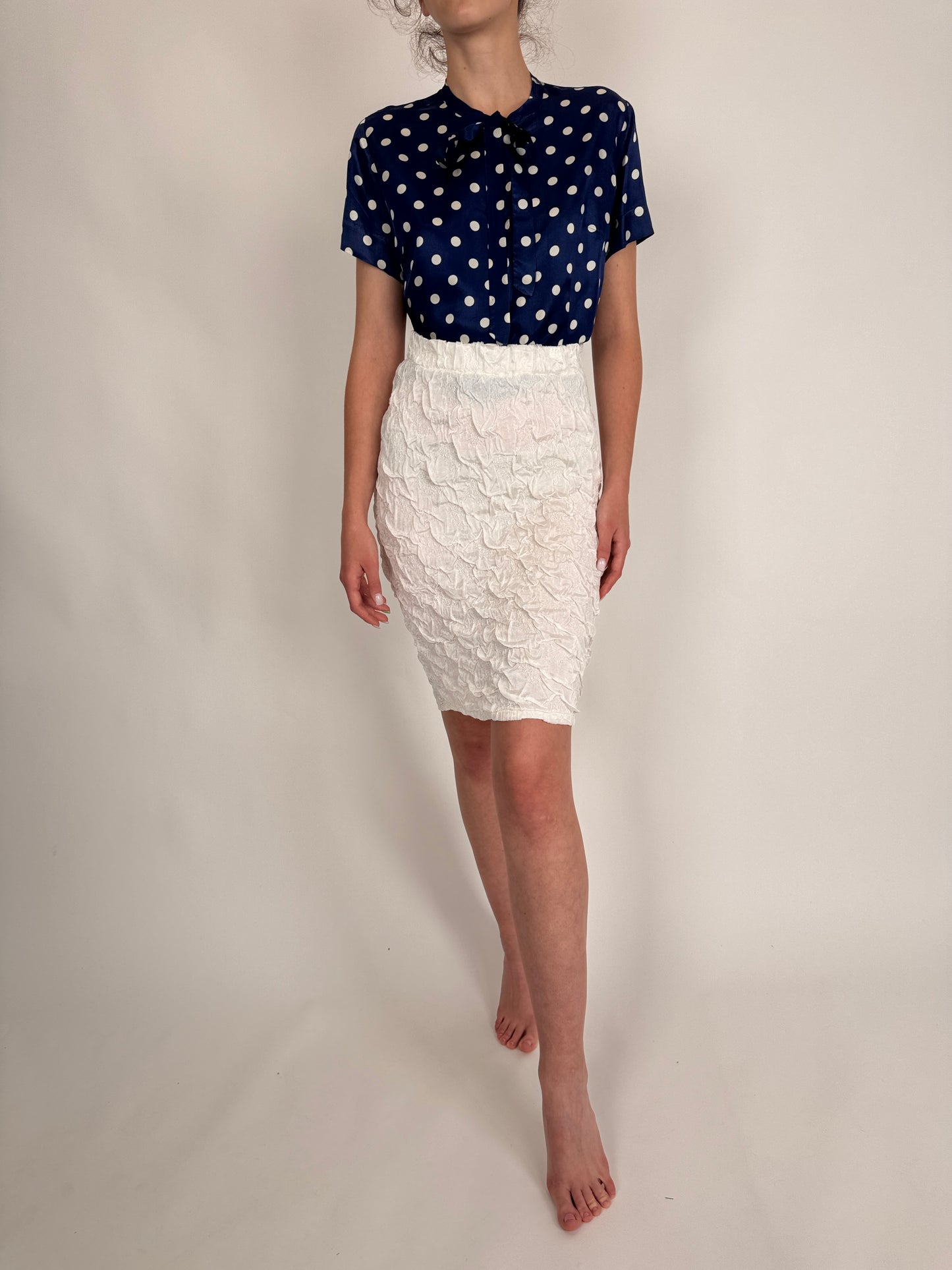 Fustă vintage modelatoare gofrata butter white