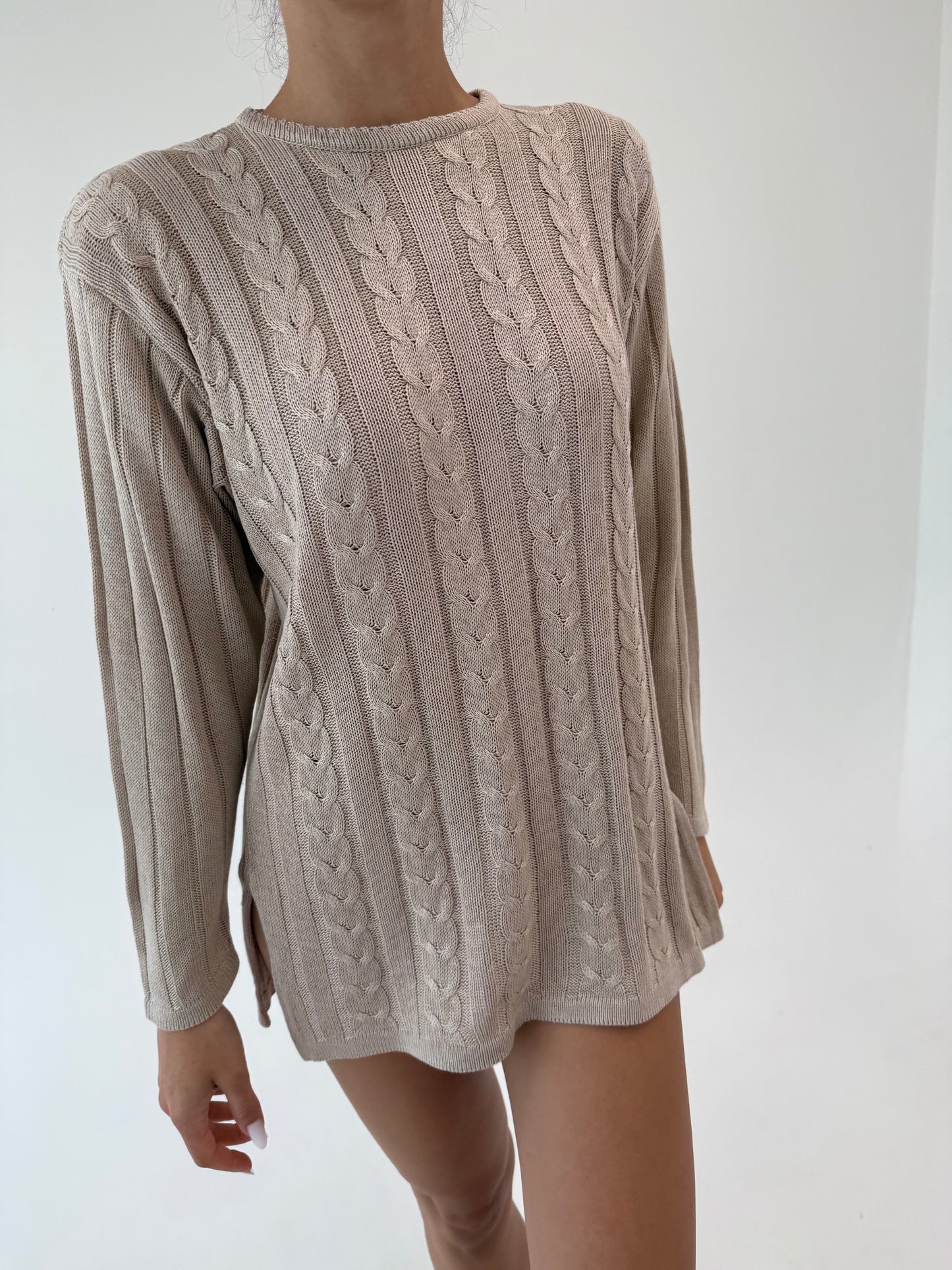 Puloveras light nude ultra premium italian cu torsade
