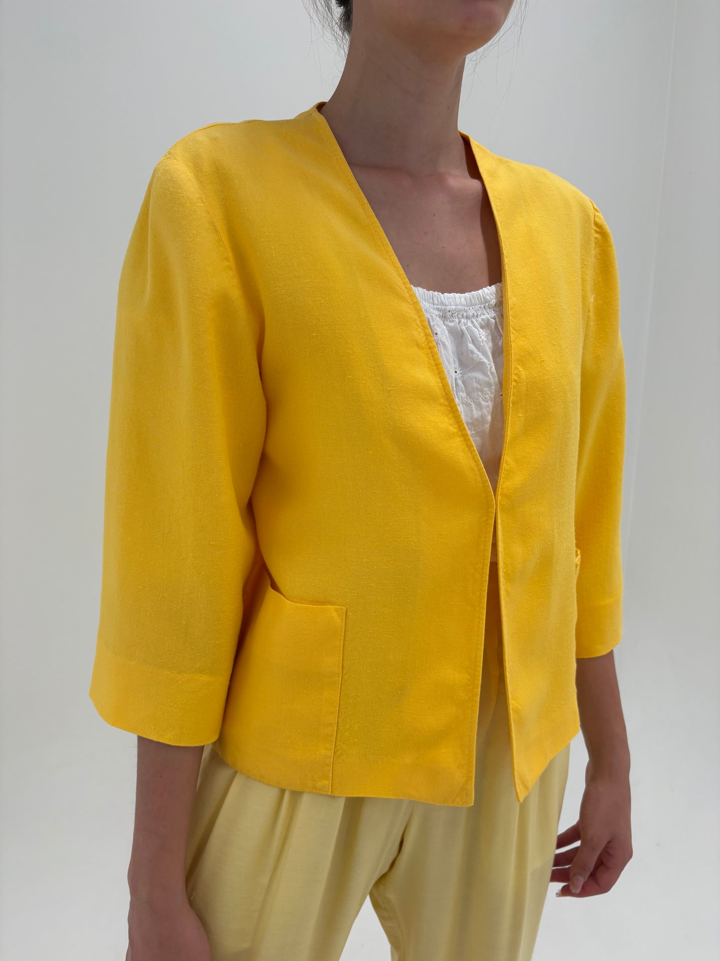 Sacou clasic din in premium ‘couture’ lemon yellow