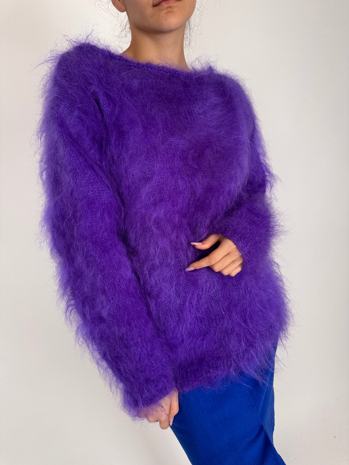 Pulover electric violet din mohair super pufos