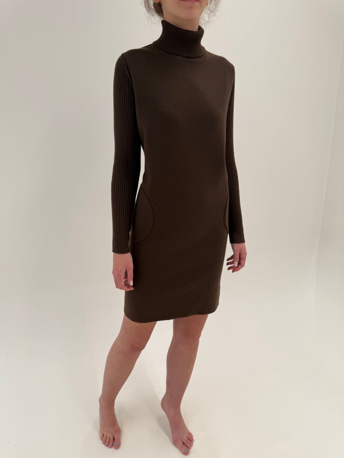 Rochie chocolate brown tip Maleta din lana merino extrafina de gramaj mare