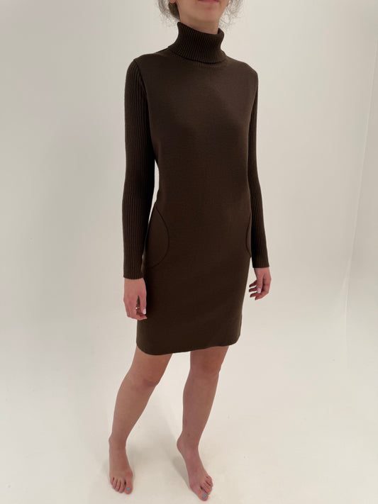 Rochie chocolate brown tip Maleta din lana merino extrafina de gramaj mare