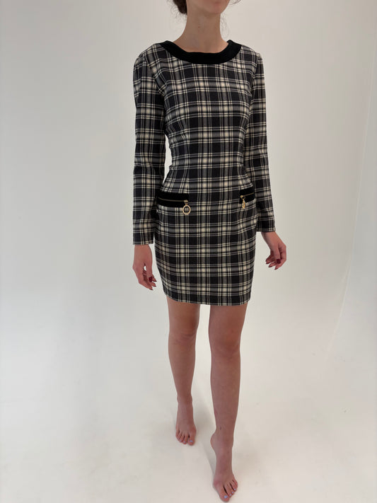Rochie vintage italiană din lana extrafina virgină cu feronerie aurie