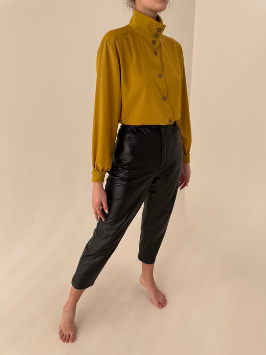 Pantaloni din piele naturală pentru extrem de moale și fină cu talie înaltă