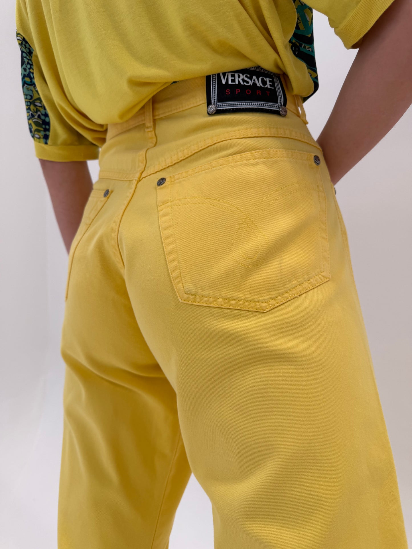 Pantaloni vintage tall Versace mom fit în culoare superbă cu talie ultra înaltă