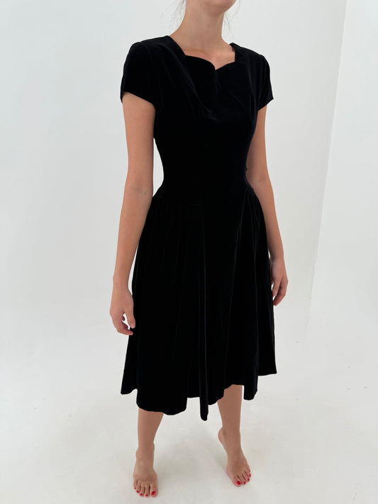 LBD old vintage anii 50 din catifea excepțională de bumbac de colecție