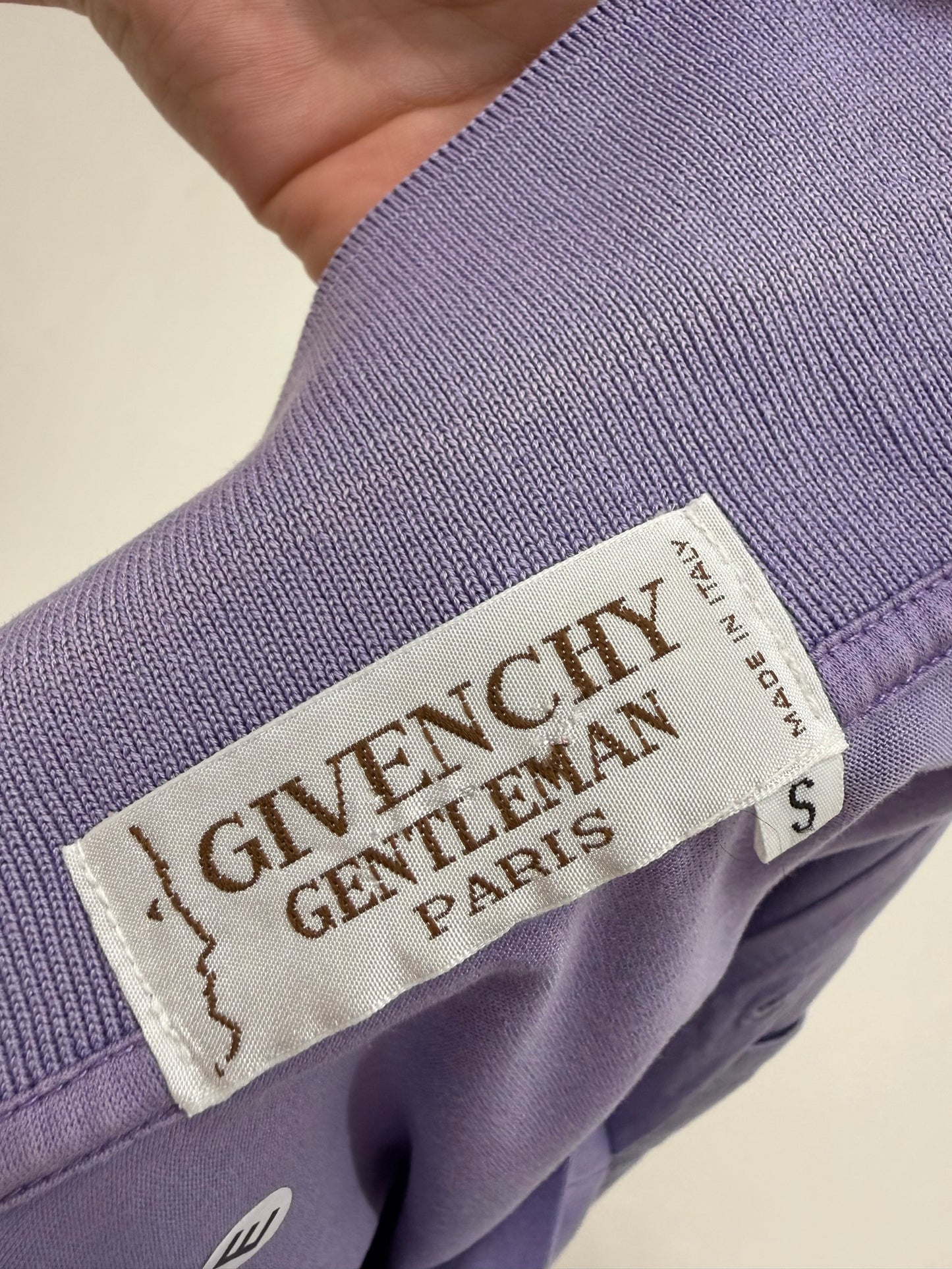 Top vintage polo Givenchy din bumbac Filo di Scozia ultra luxury lavandă
