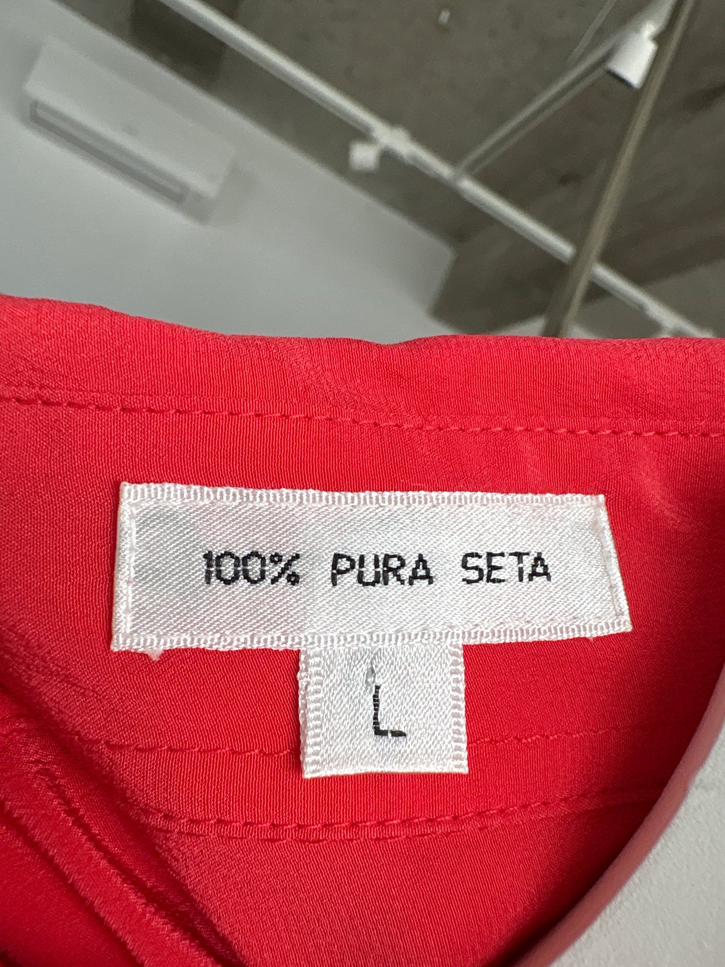 Cămașa italiana electric coral red din mătase naturală