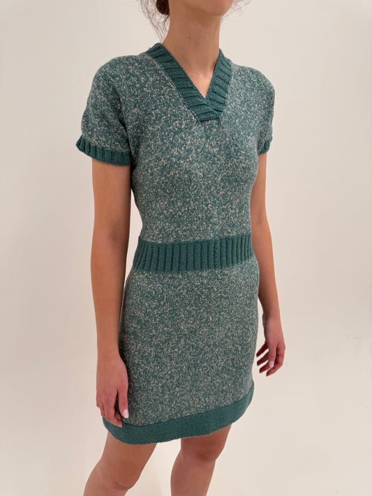 Rochie vintage din tricot melanj de lana extrafina multiply lucrată manual