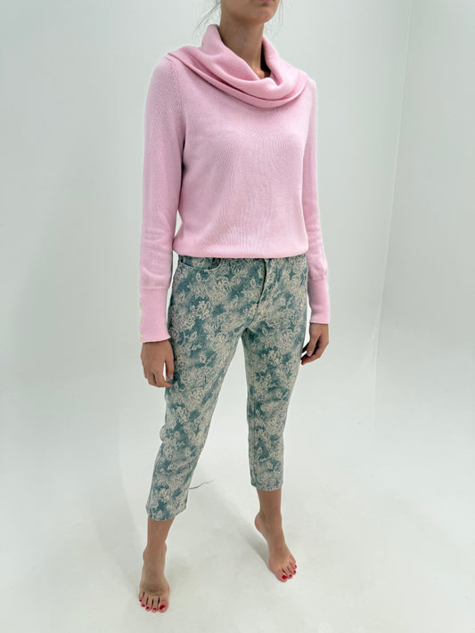Pantaloni Trussardi din jacquard powder Pink și gri ultra modelator petite