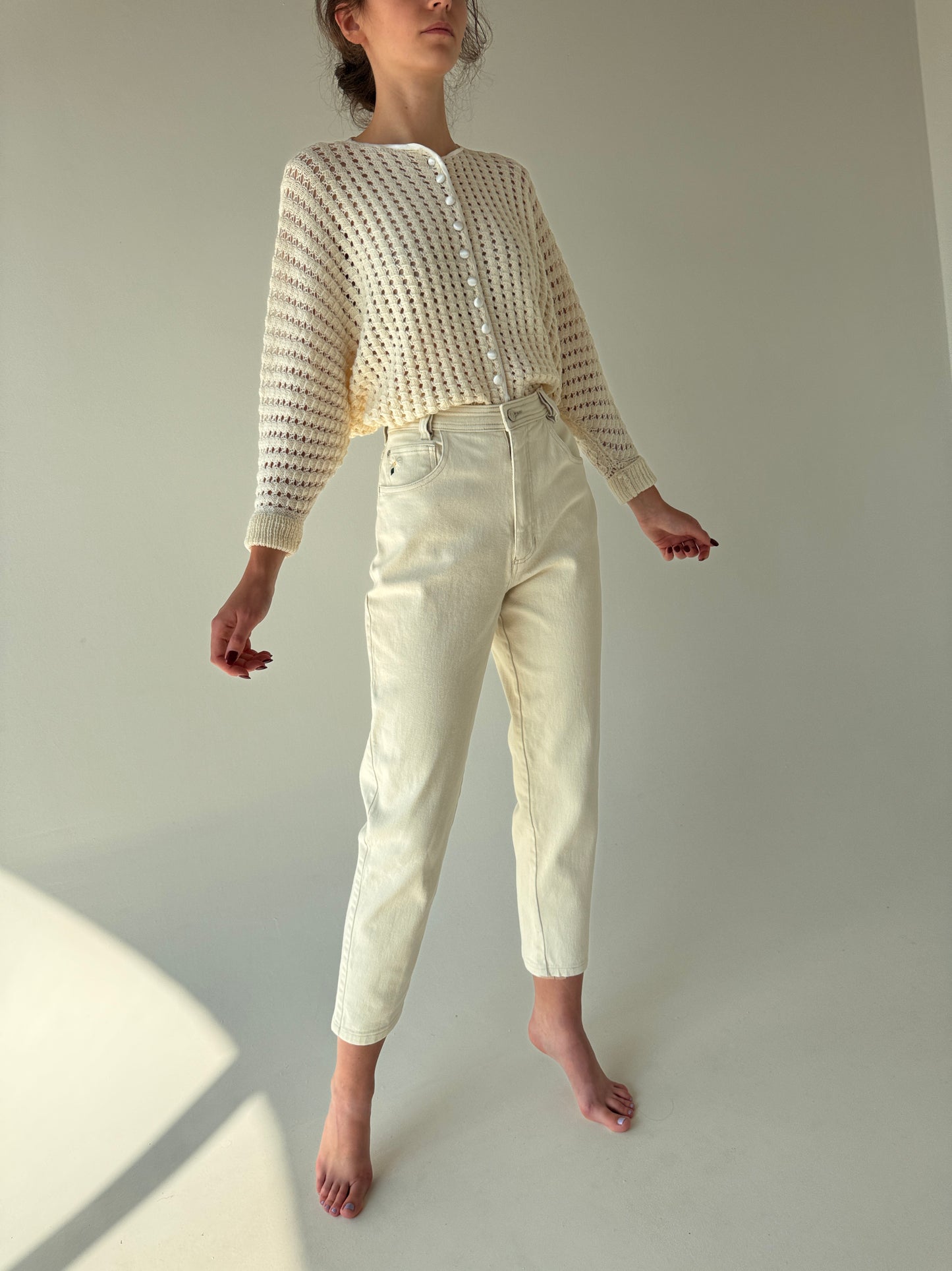 Jeans vintage modelator butter white  ultra confort mom fit