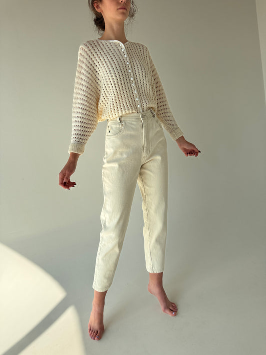 Jeans vintage modelator butter white  ultra confort mom fit