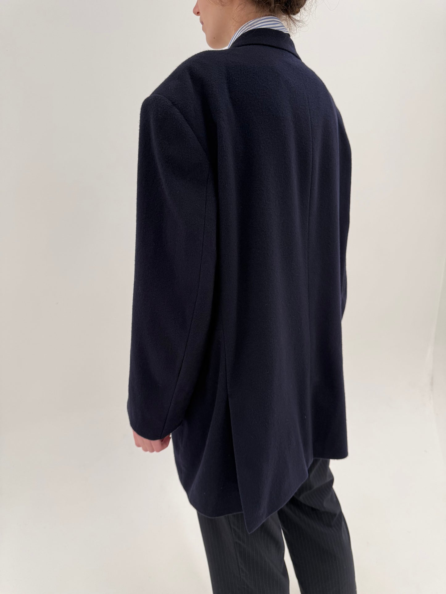 Sacou plus size în croi actual din stofă groasă de lana cu cașmir