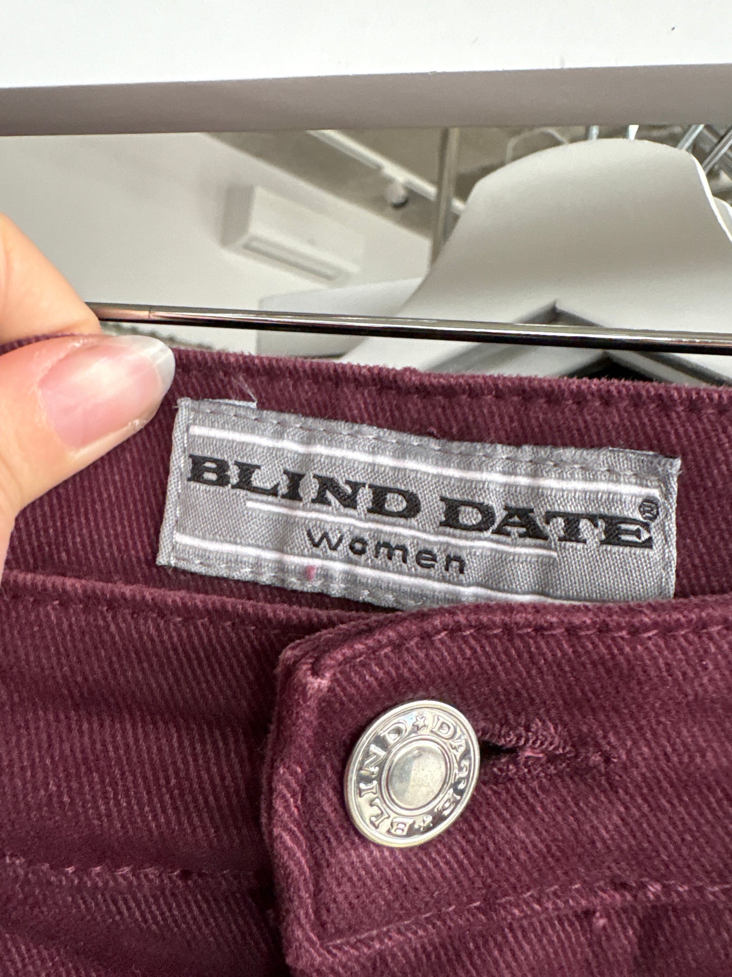 Jeans vintage burgundy cu talie ultra înaltă modelatori mom fit