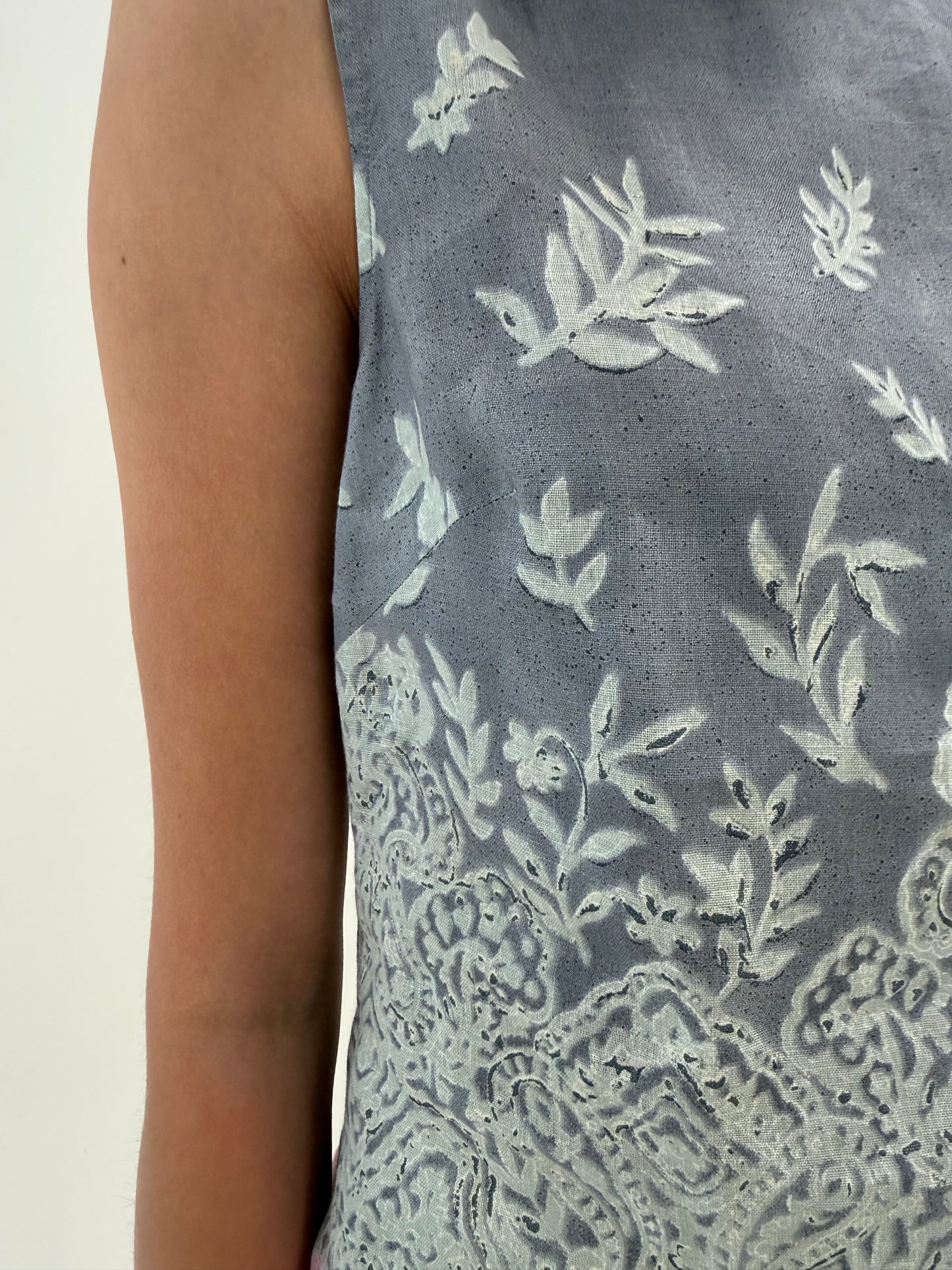 Top Marella by Max Mara dusty blue din in  cu print organic superb