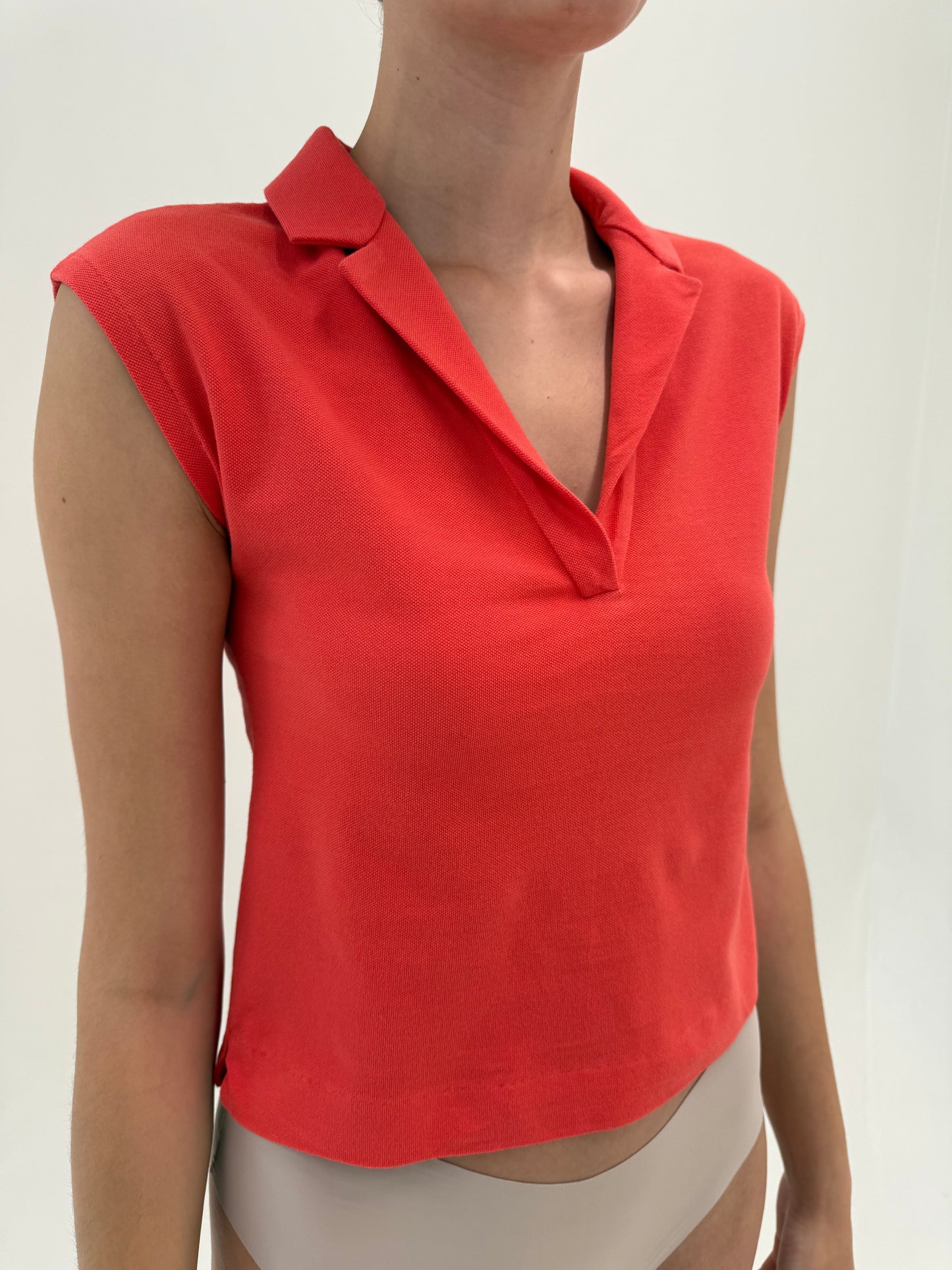 Top polo Fendi coral red din bumbac excepțional