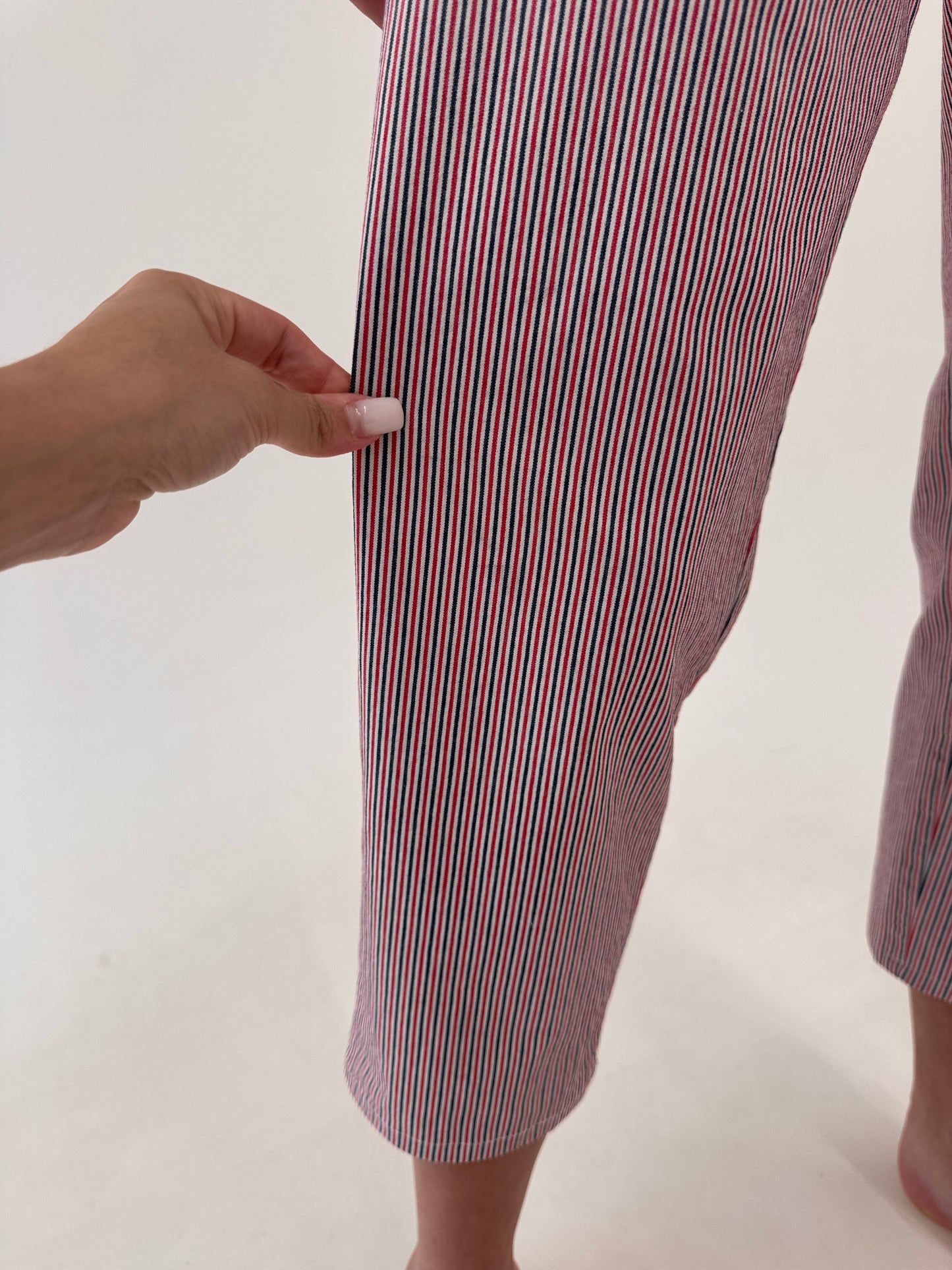 Pantaloni petite ultea confort în dungi cu influențe nautice mom fit
