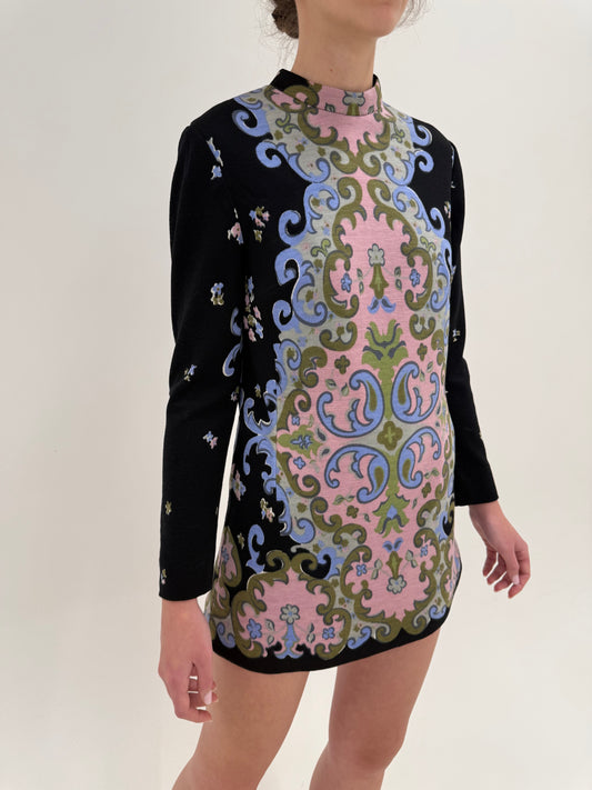 Rochie ultra mini old vintage anii 60 din lana extrafina