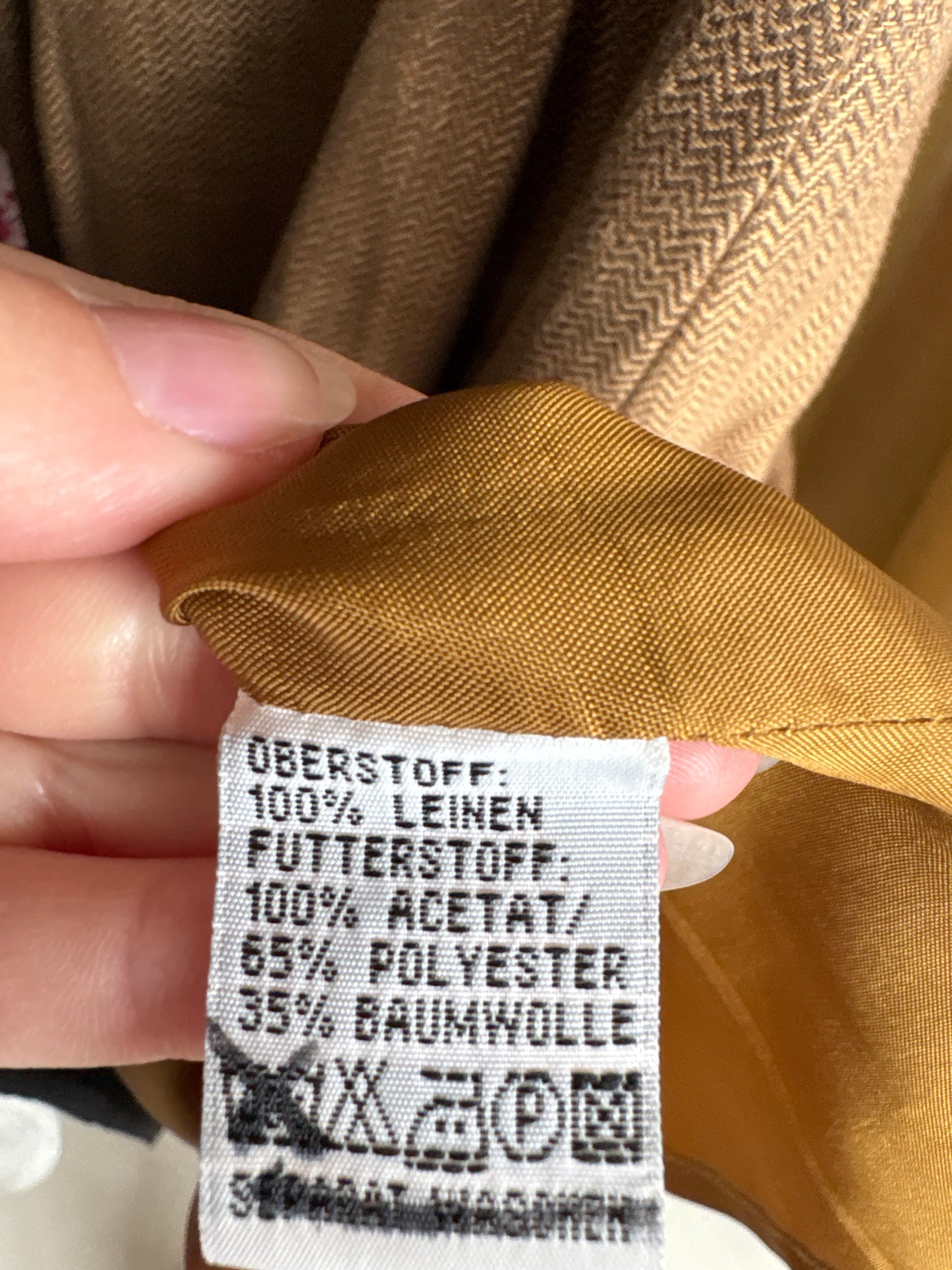 Rochie maxi camel din pânză excepțională de in cu corsaj , broderie și buzunare