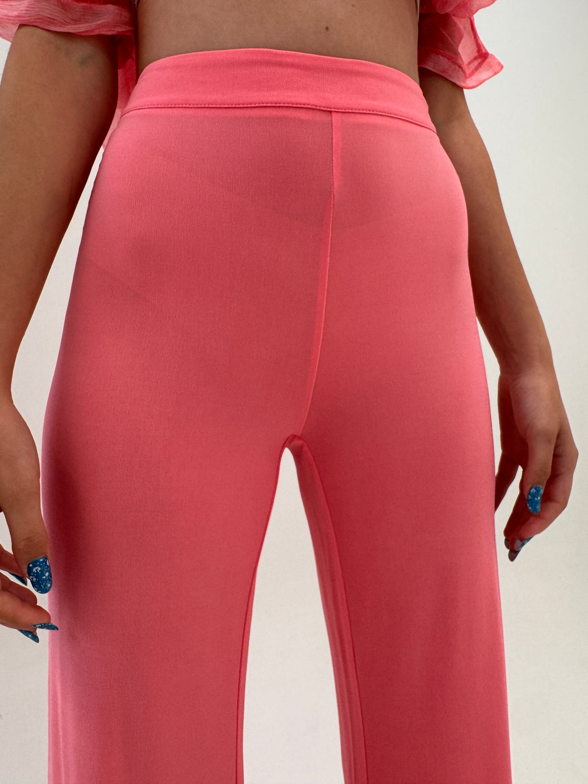 Pantaloni statement din jerse excepțional de vară salmon Pink