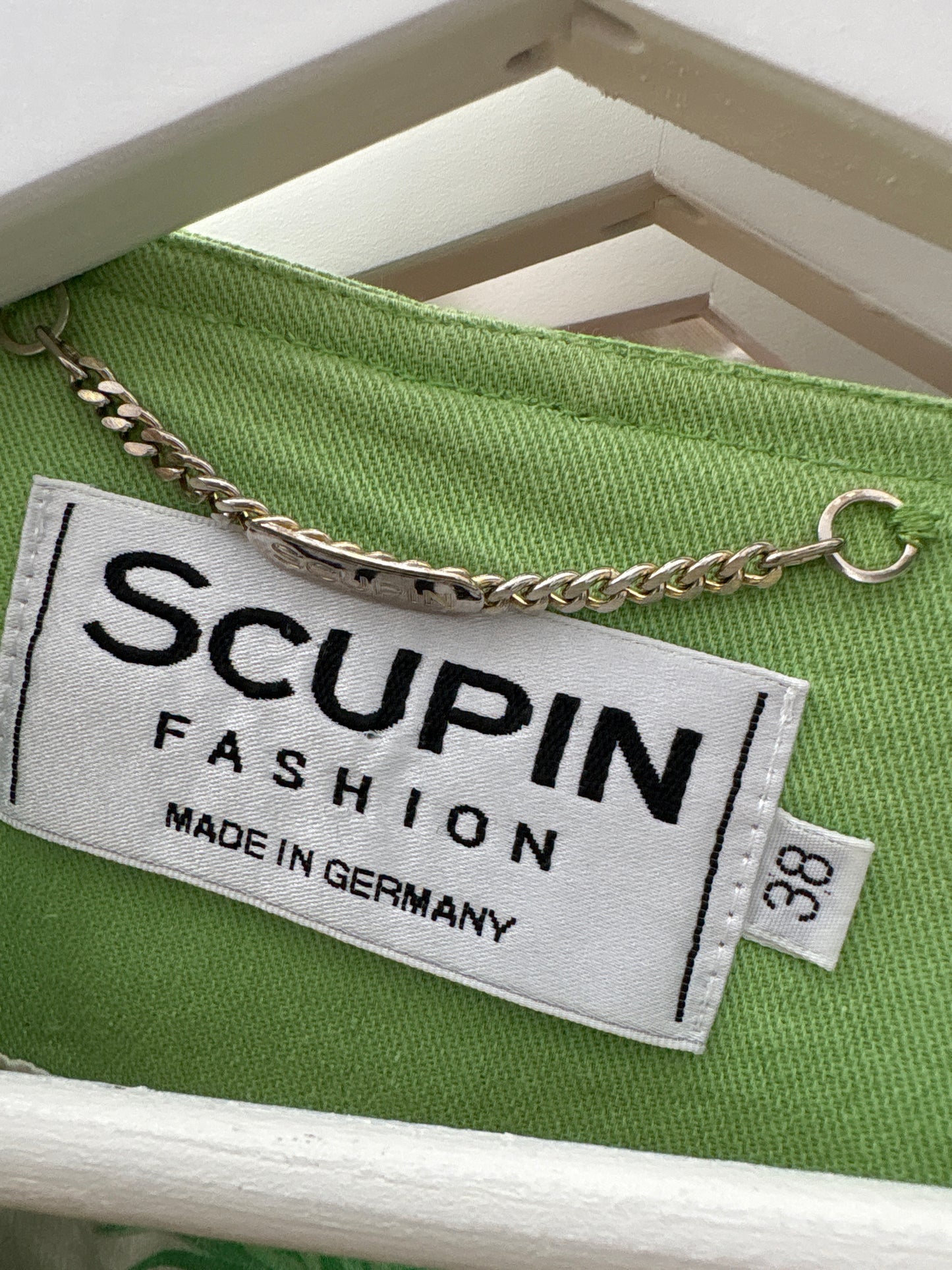 Sacou vintage de designer cu interior de mătase naturală în croi asimetric verde crud
