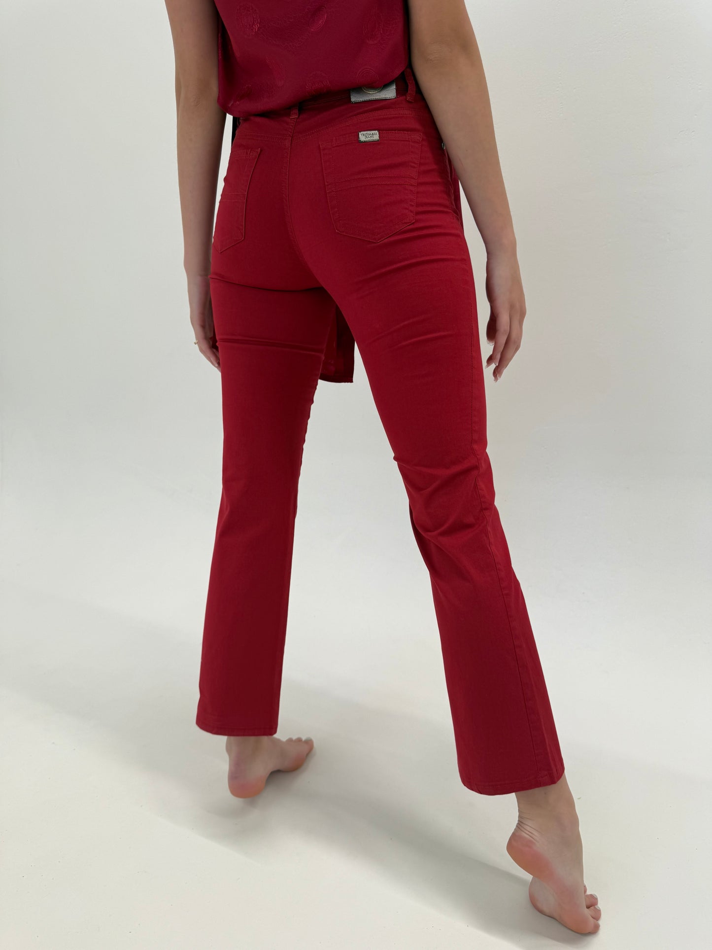Pantaloni luxury Trussardi din bumbac modelator straight leg