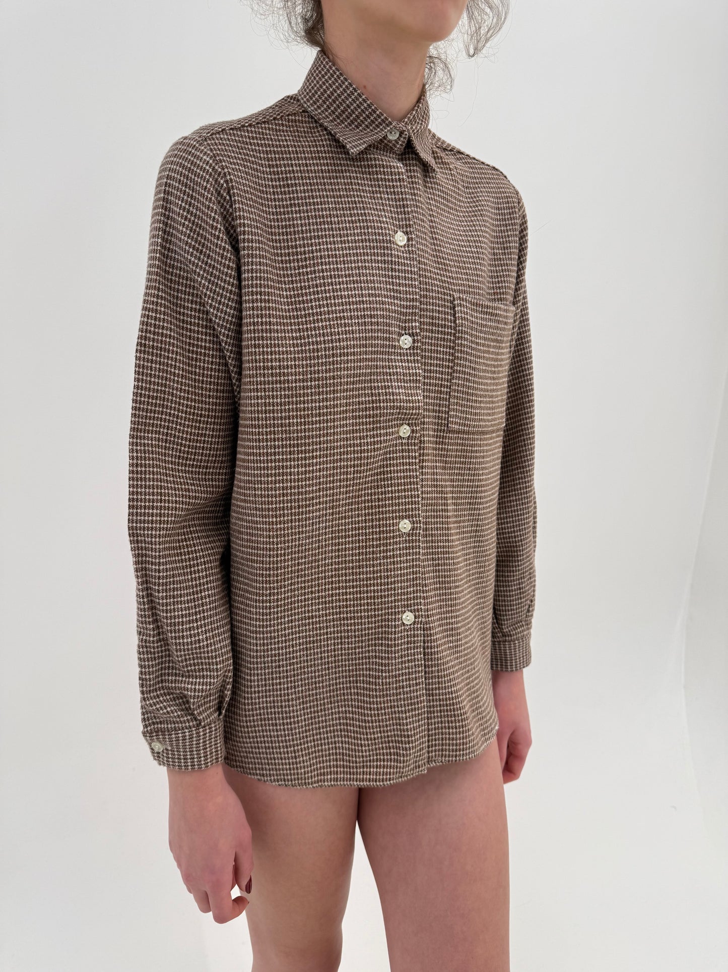 Cămașa / overshirt italian gros camel din tweed de lana