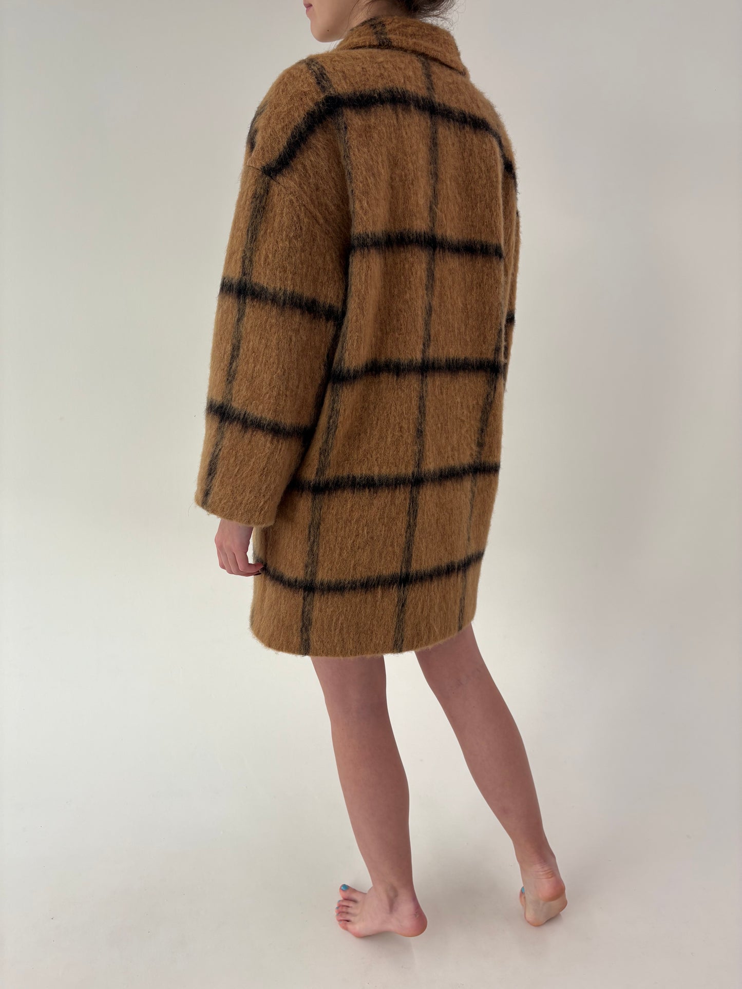 Palton camel italian din mohair si Lana cu închidere dublă