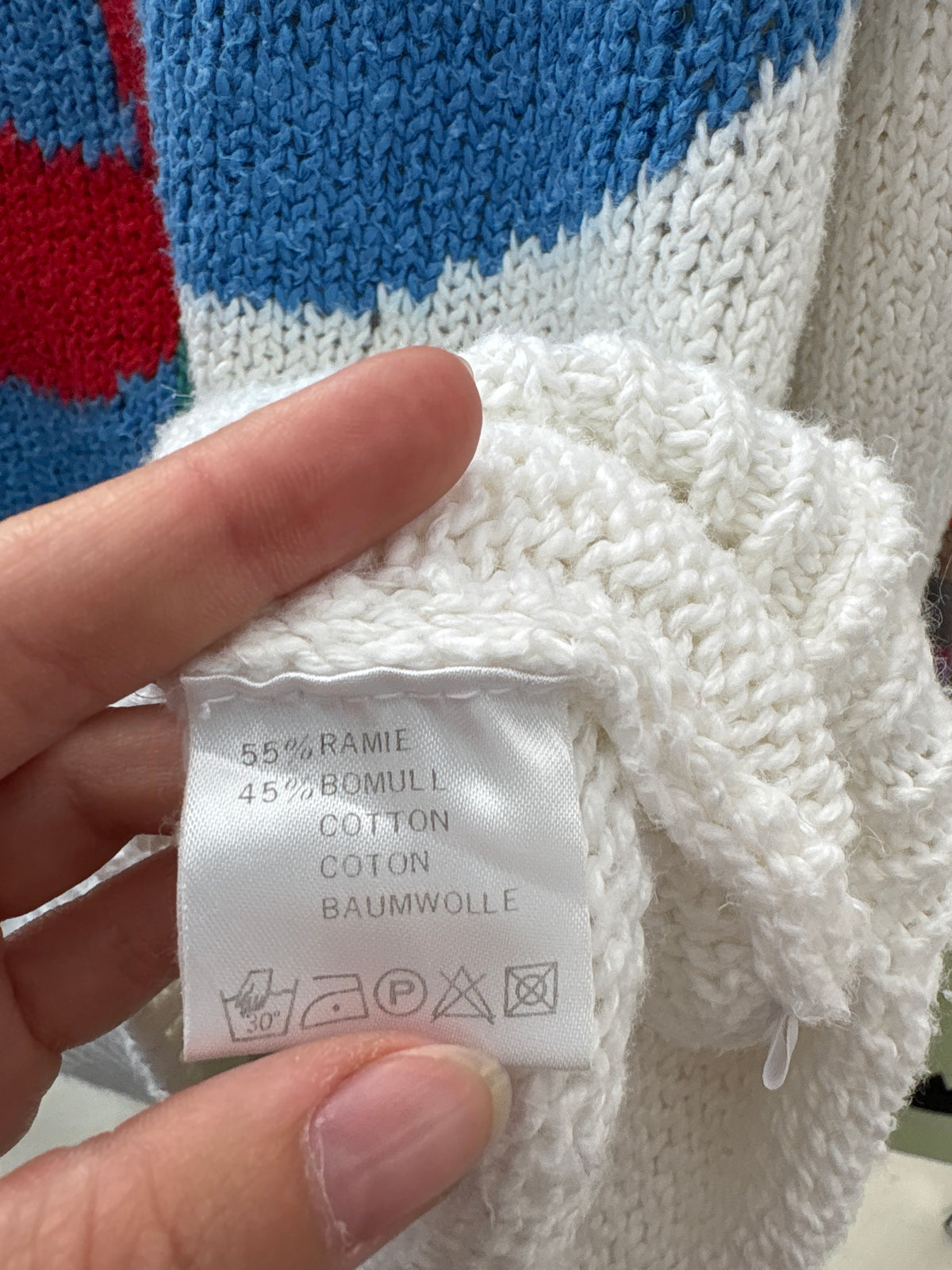 Pulover de designer vintage din tricot de in și bumbac de gramaj mare în culori tari