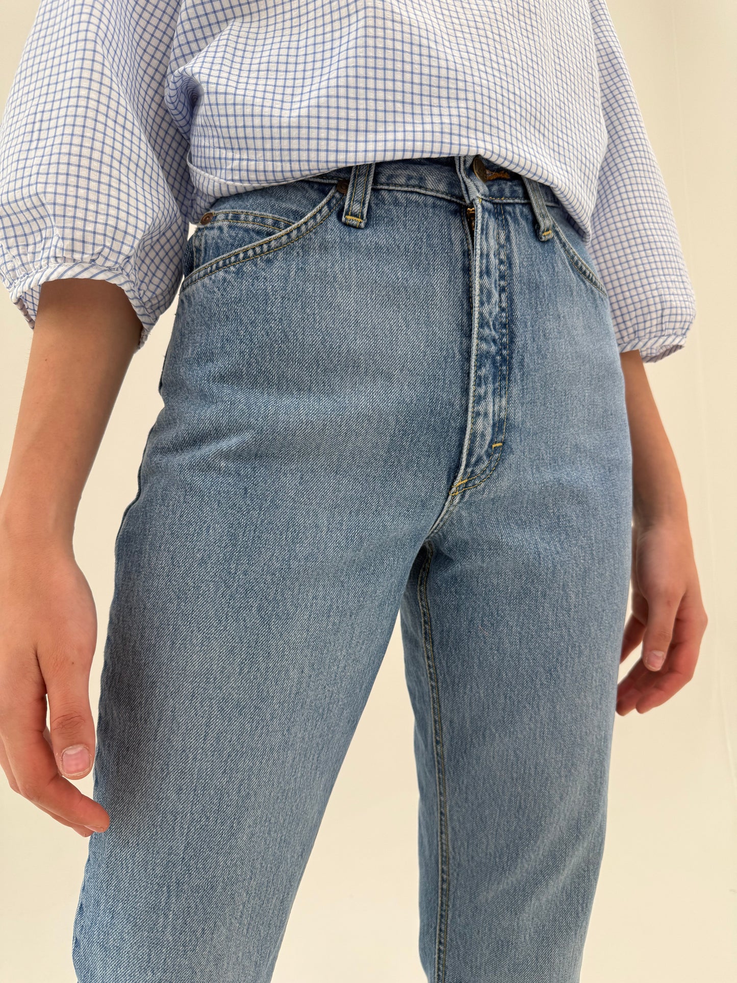 Jeans vintage premium cu talie ultra înaltă lighter wash