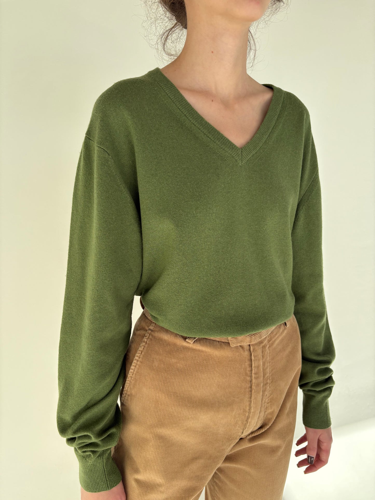 Pulover seaweed green din lana extrafina și cașmir