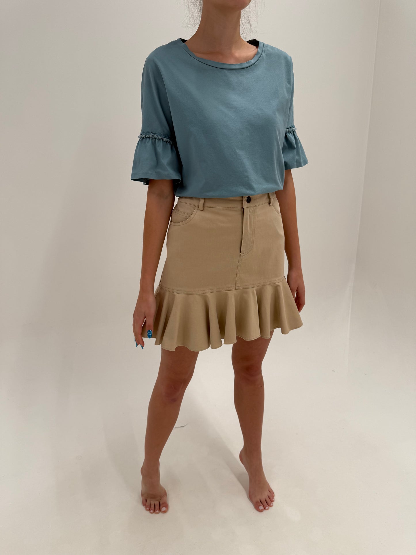 Fustă Ralph Lauren camel ultra luxury de la gama te top din bumbac ultra confort