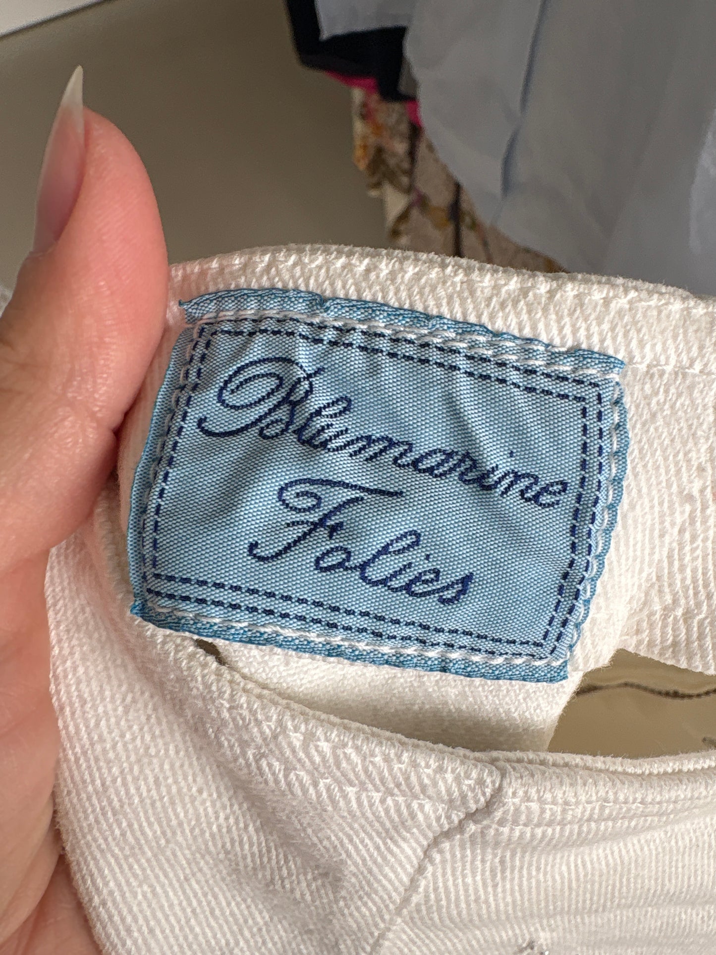 Fusta luxury vintage Blumarine cu aplicații manuale transparente din jeans modelator