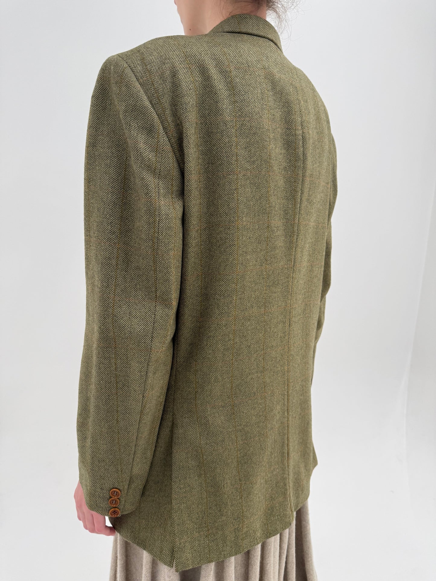 Sacou din tweed excepțional camel și kaki Zegna în croi actual