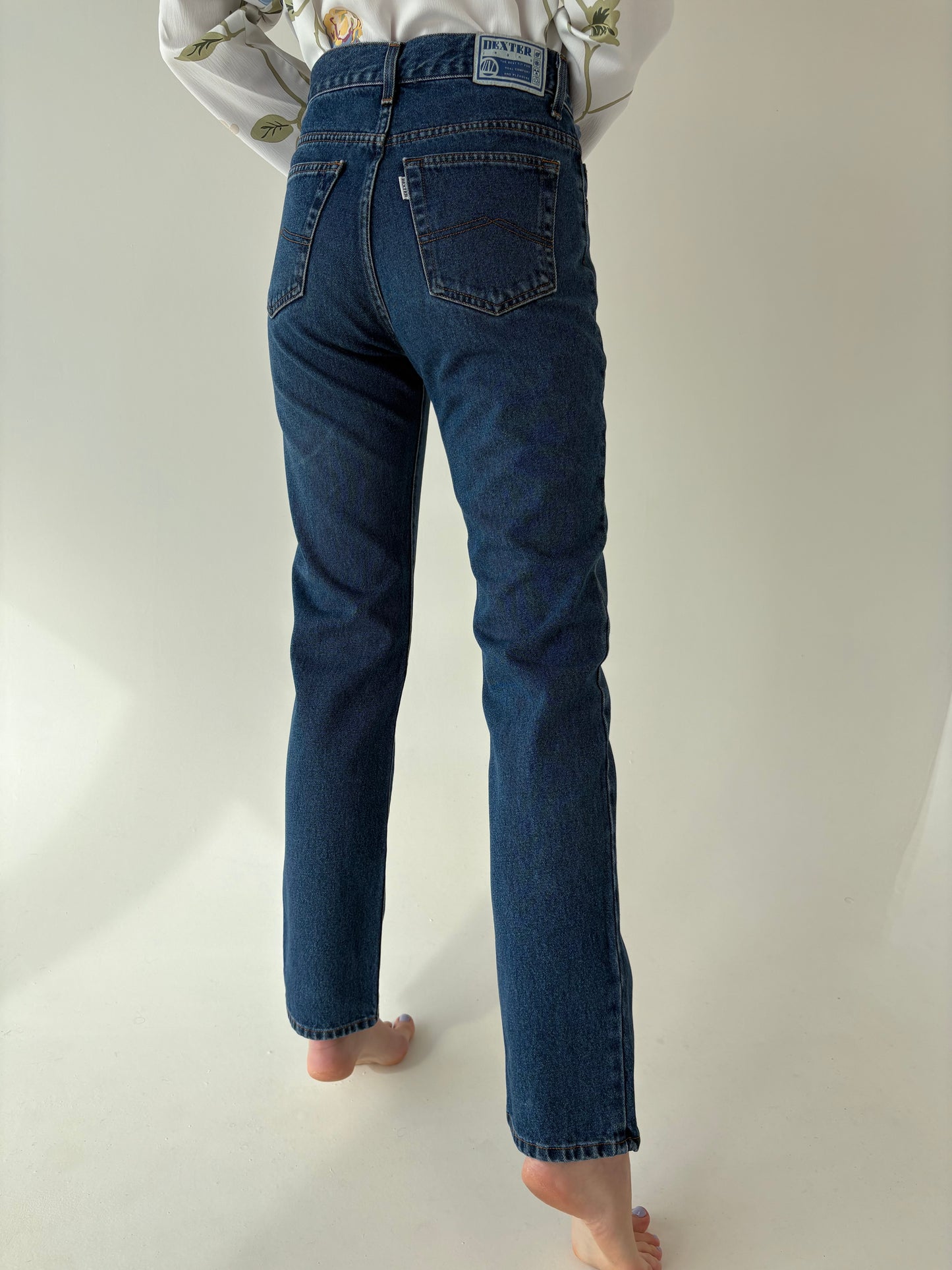 Jeans vintage premium tall dark wash din bumbac plin