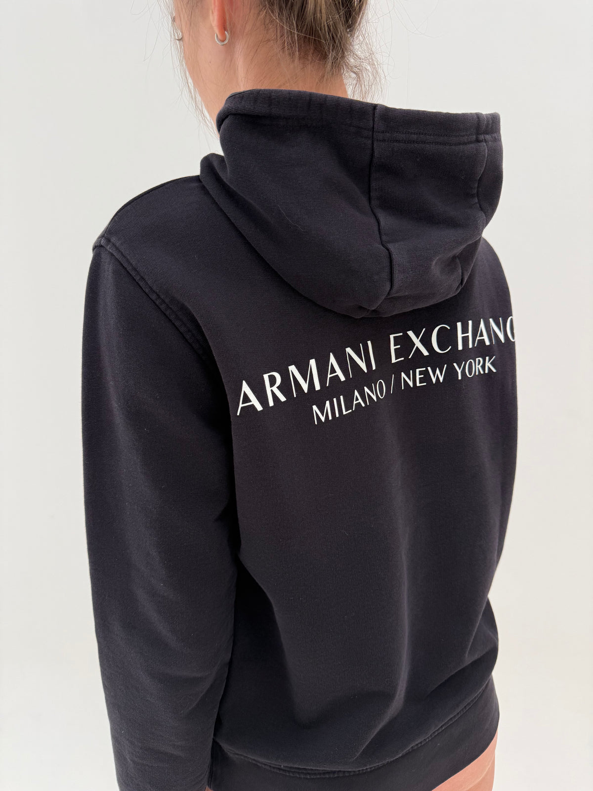 Hanorac Armani negru din bumbac gros