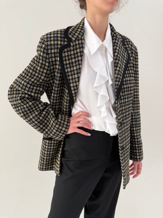 Sacou din tweed gros premium excepțional în culori neutre