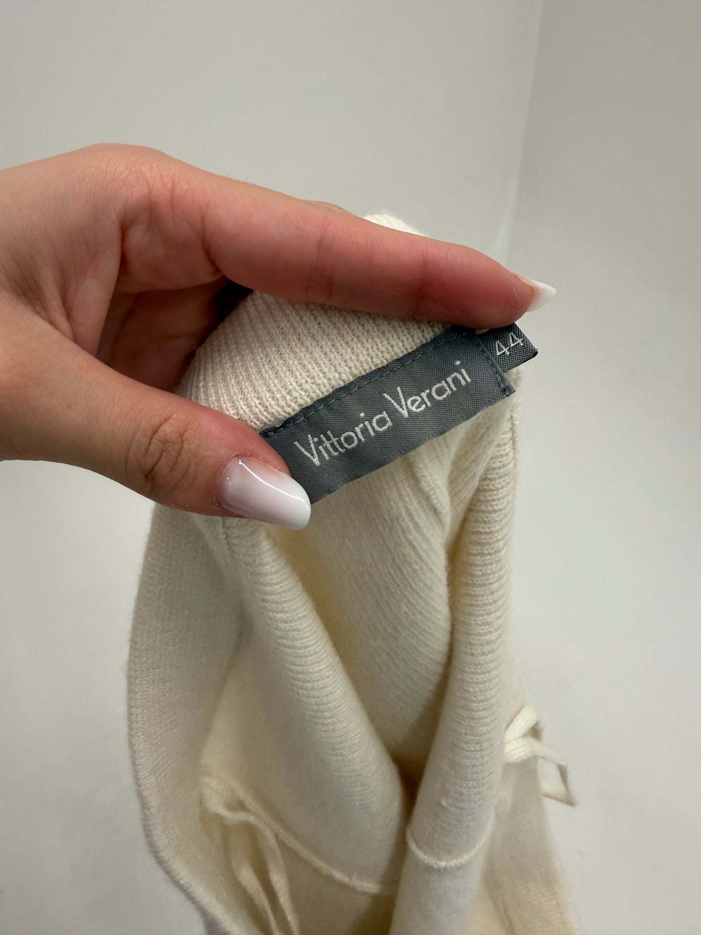 Fustă italiană butter white din tricot de lana merino extrafina de gramaj mare