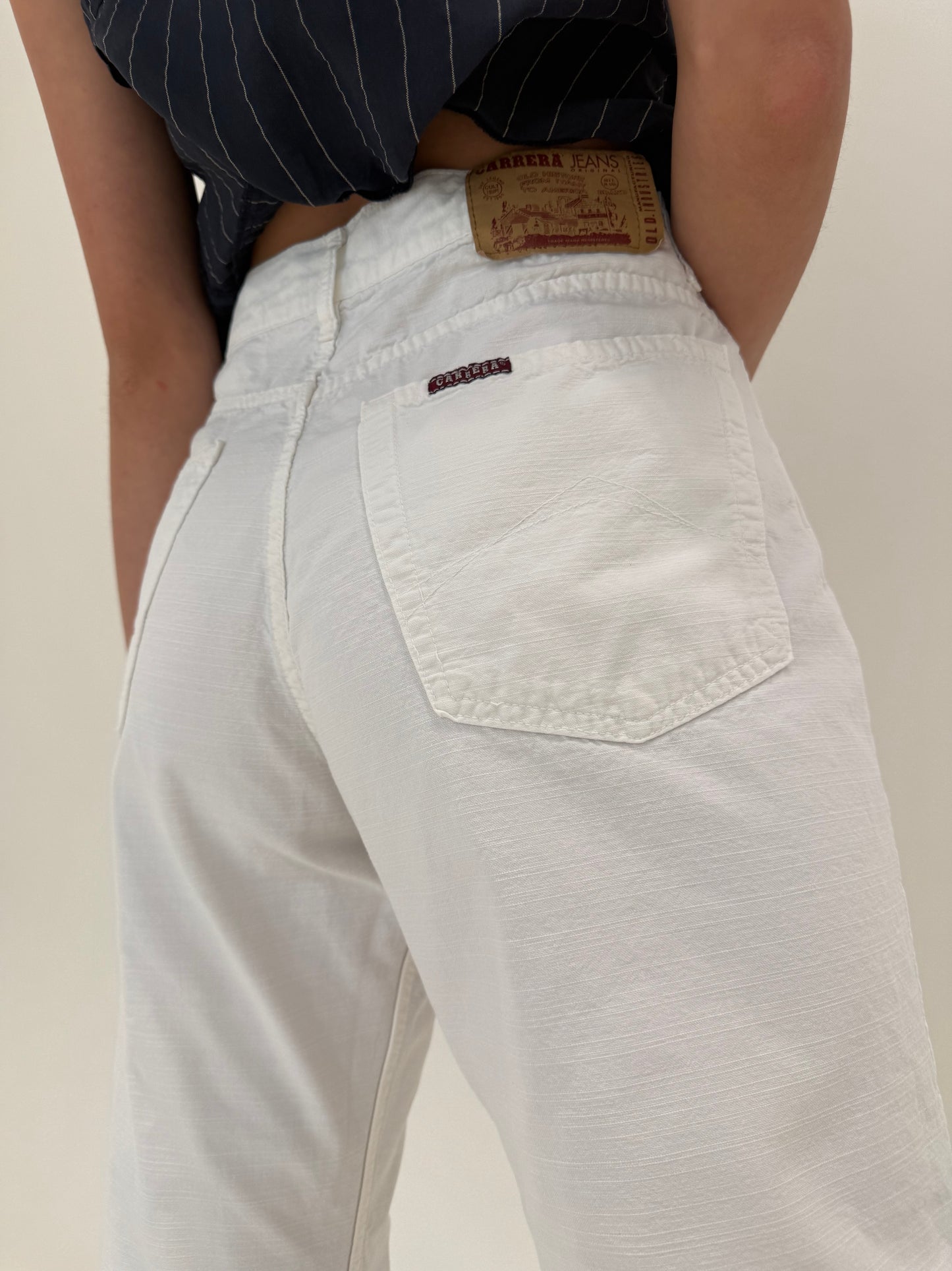 Jeans alb de vară premium italian în croi clasic